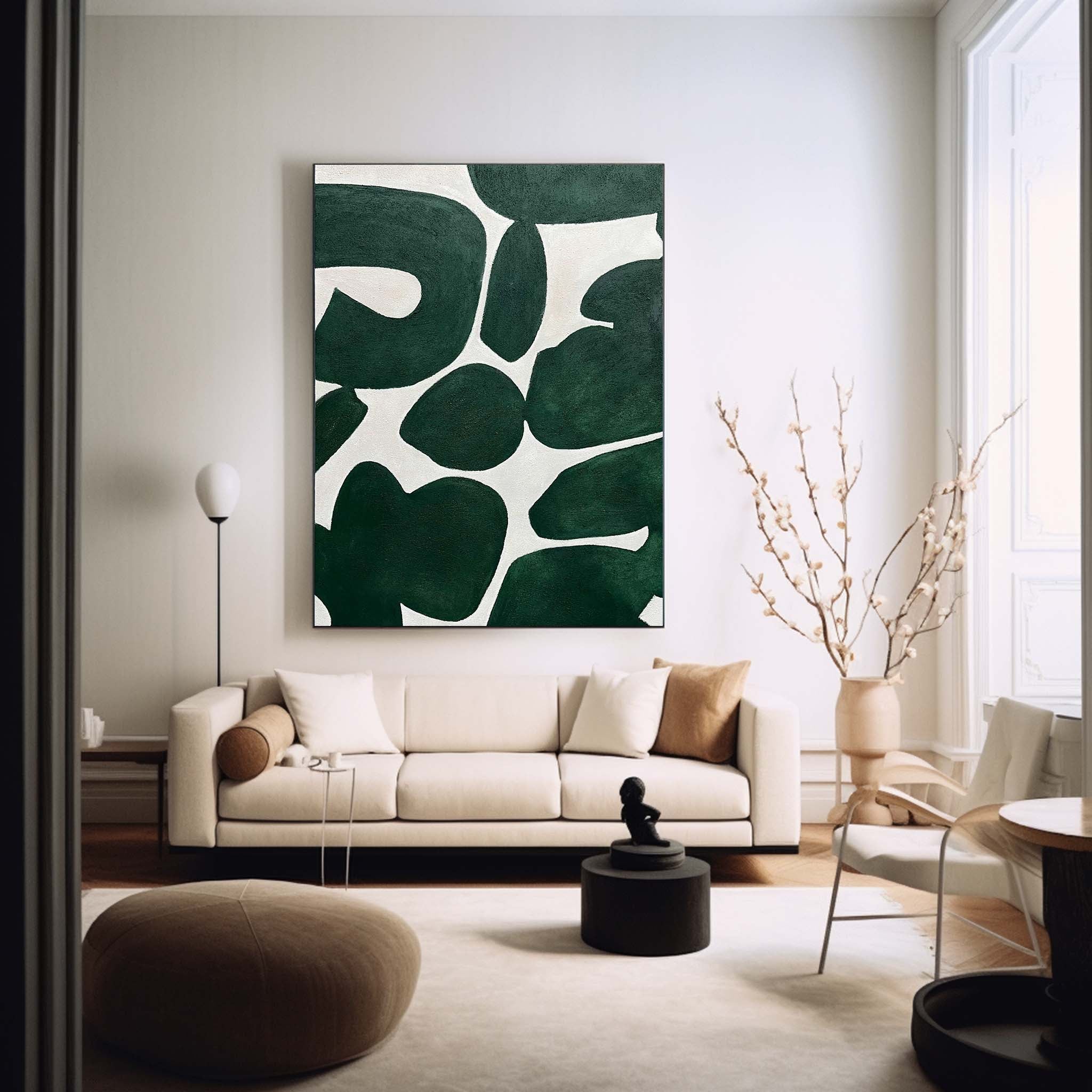 Green And White Modern Wall Art Large Original Texture Abstract Oil Painting On Canvas For Living Room