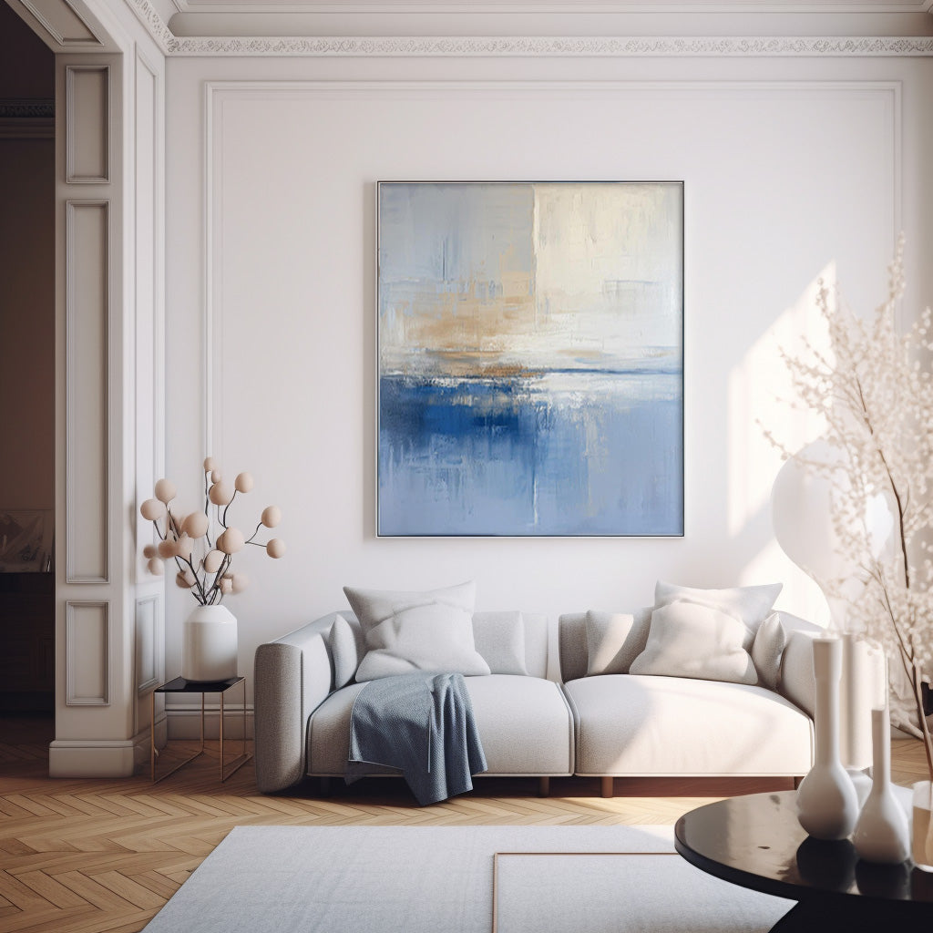 Original Abstract Art For Sale Warm Blue Abstract Painting Canvas Contemporary New Painting Home Decor