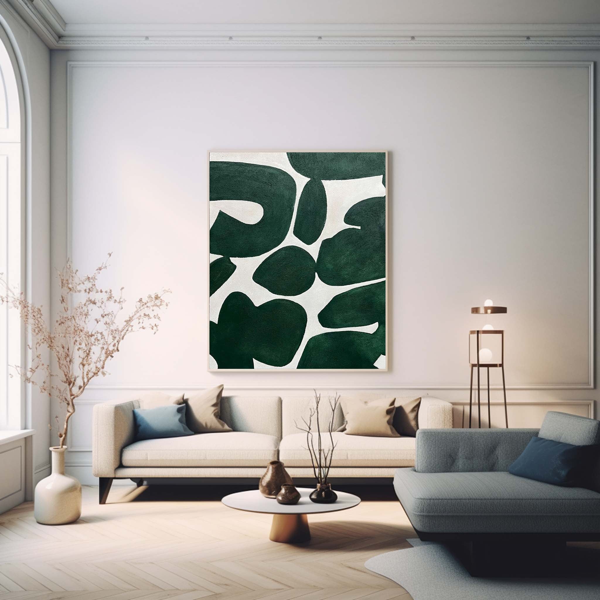 Green And White Modern Wall Art Large Original Texture Abstract Oil Painting On Canvas For Living Room