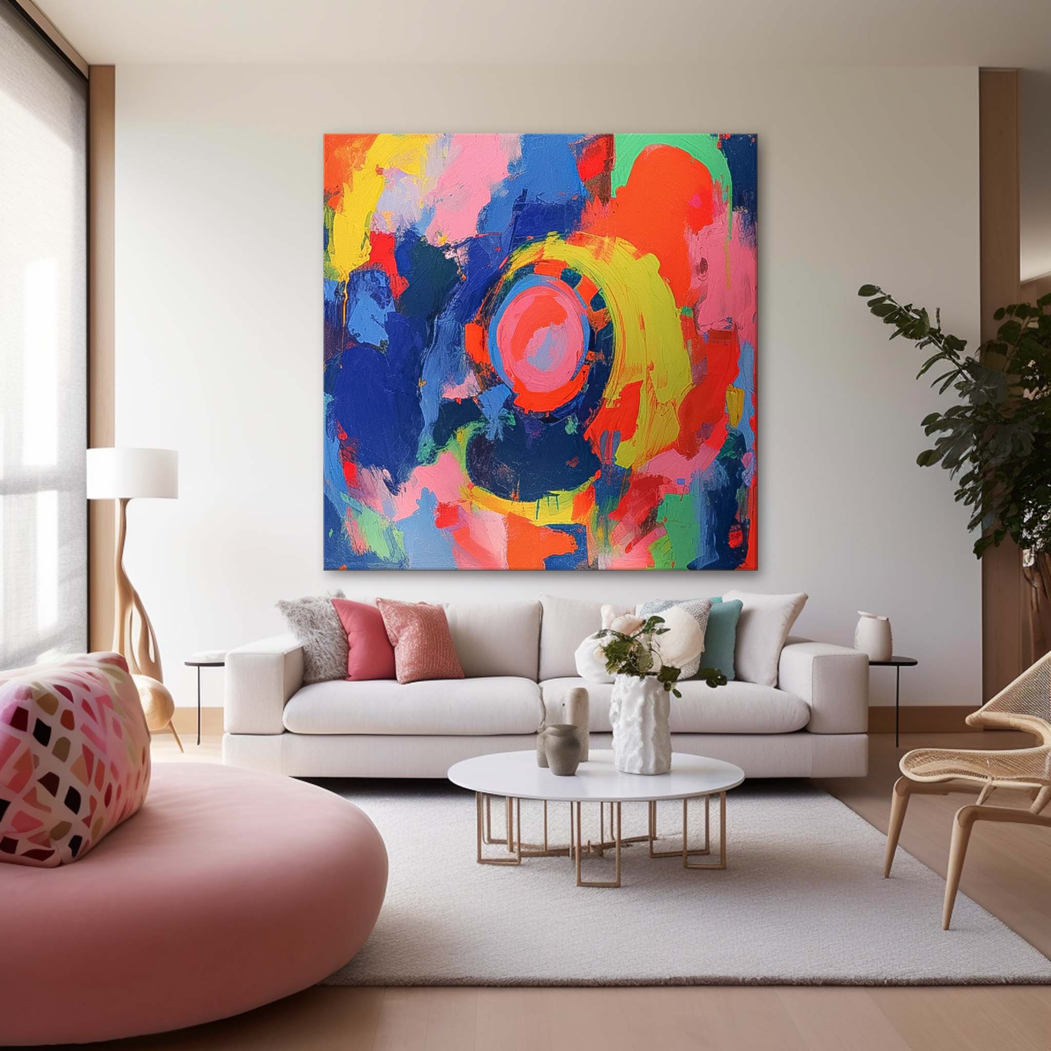 Square Abstract Wall Art Original Planet Abstract Painting For Sale Colorful Painting Canvas For Living Room