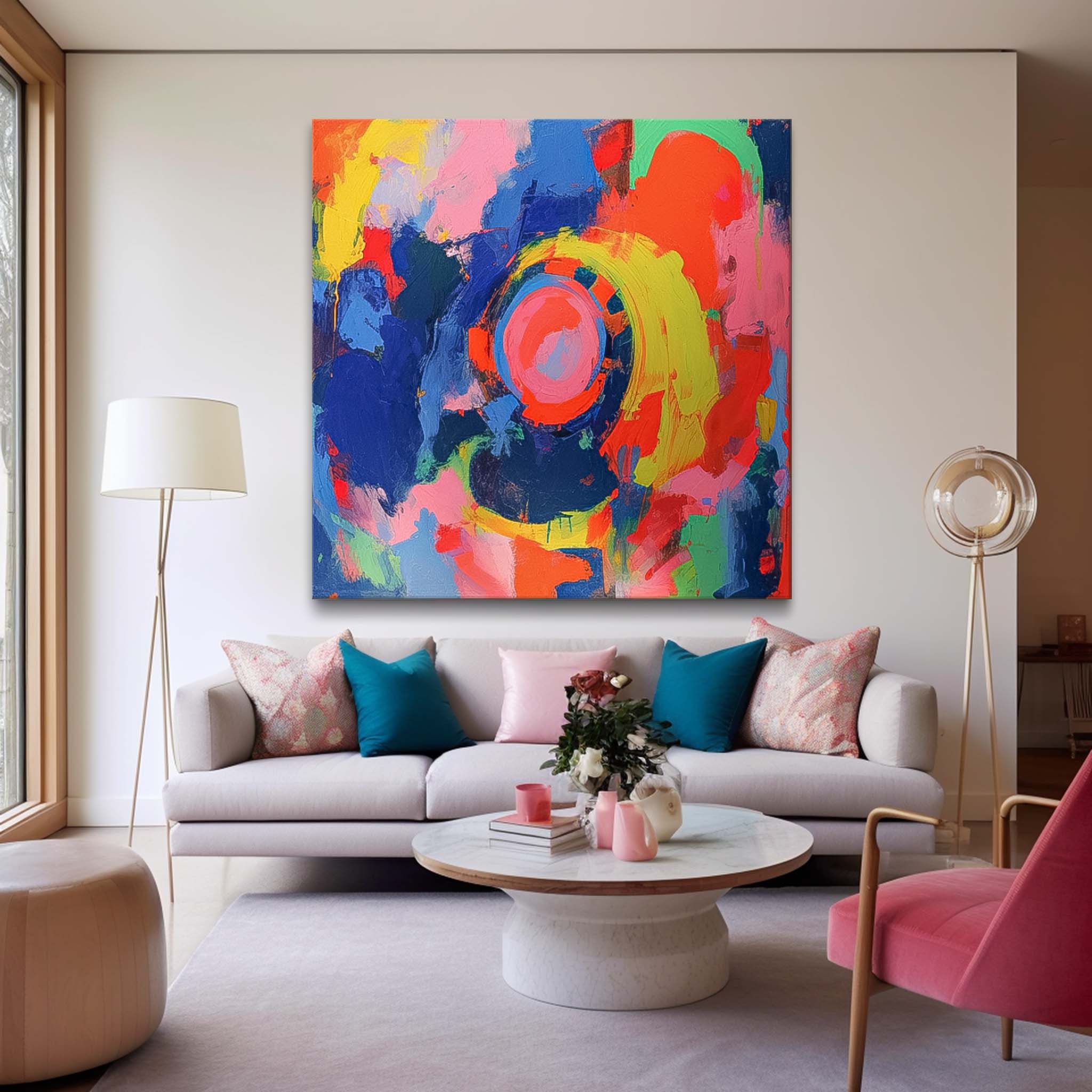 Square Abstract Wall Art Original Planet Abstract Painting For Sale Colorful Painting Canvas For Living Room
