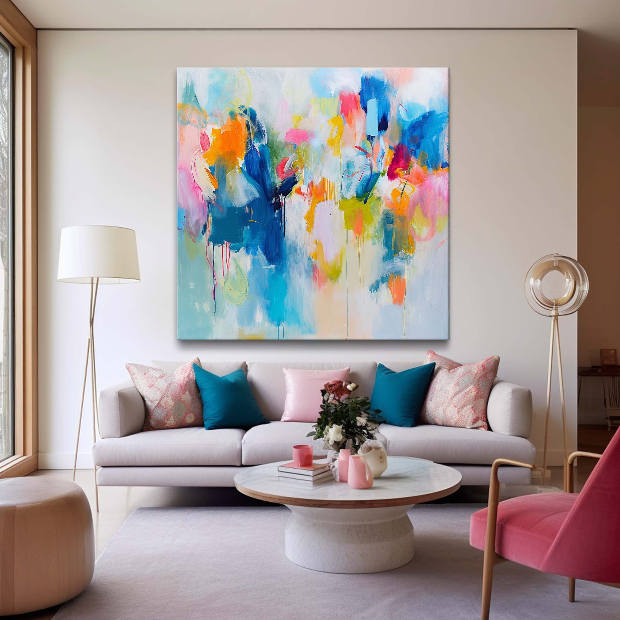 Square Abstract Wall Art Original Abstract Painting For Sale Colorful Painting Canvas For Living Room