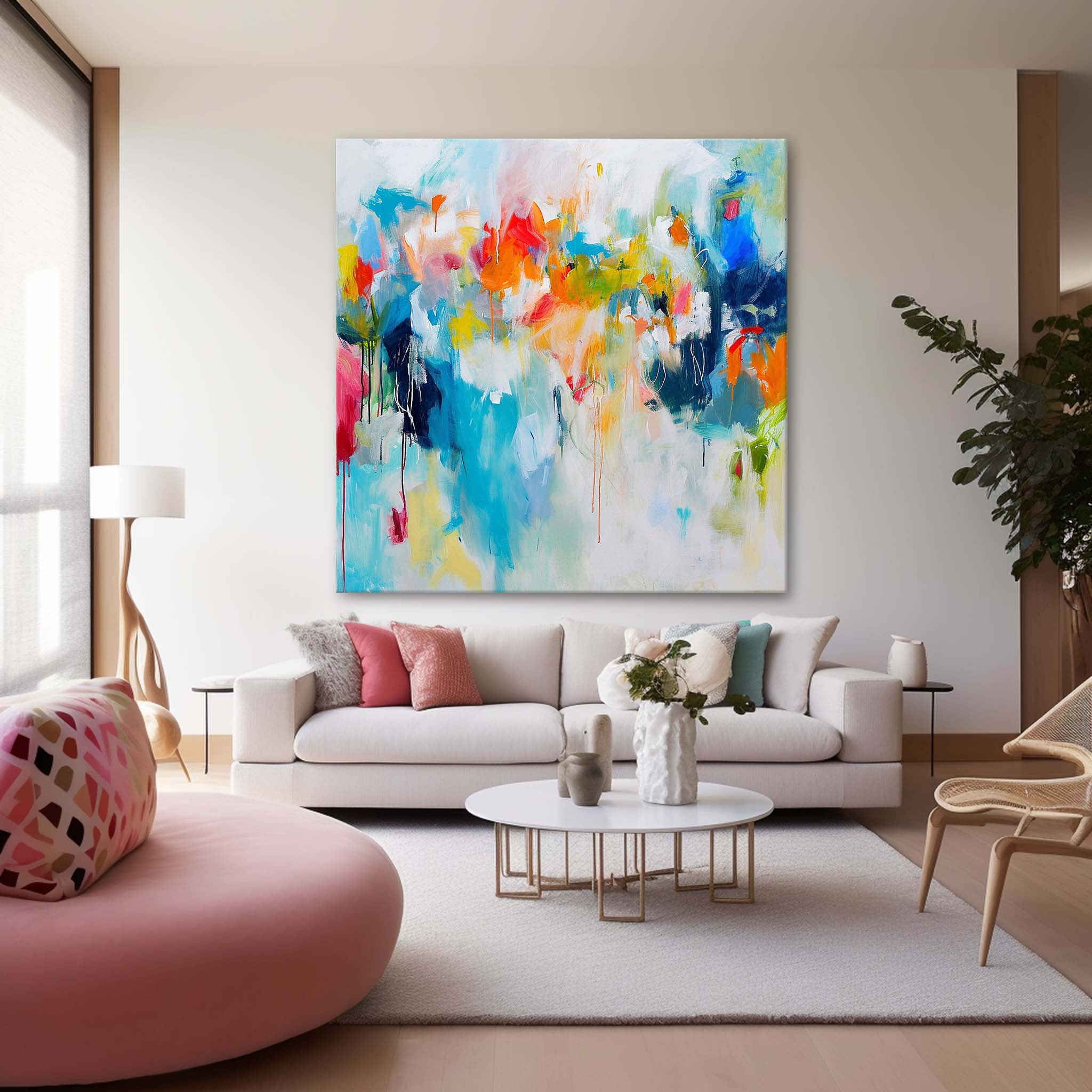 New Abstract Painting Colorful Original Hand Painted Wall Art Contemporary Abstract Art For Sale