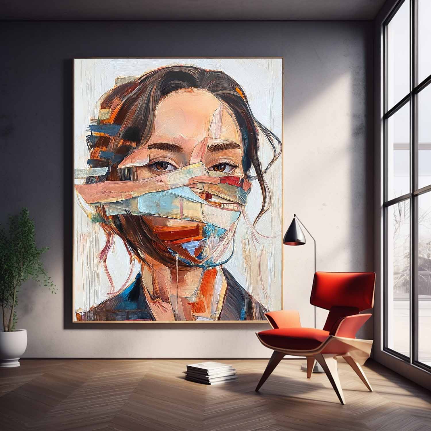 Coloful Lady Contemporary Artwork Abstract Woman Oil Painting On Canvas Original Texture Girl Wall Art