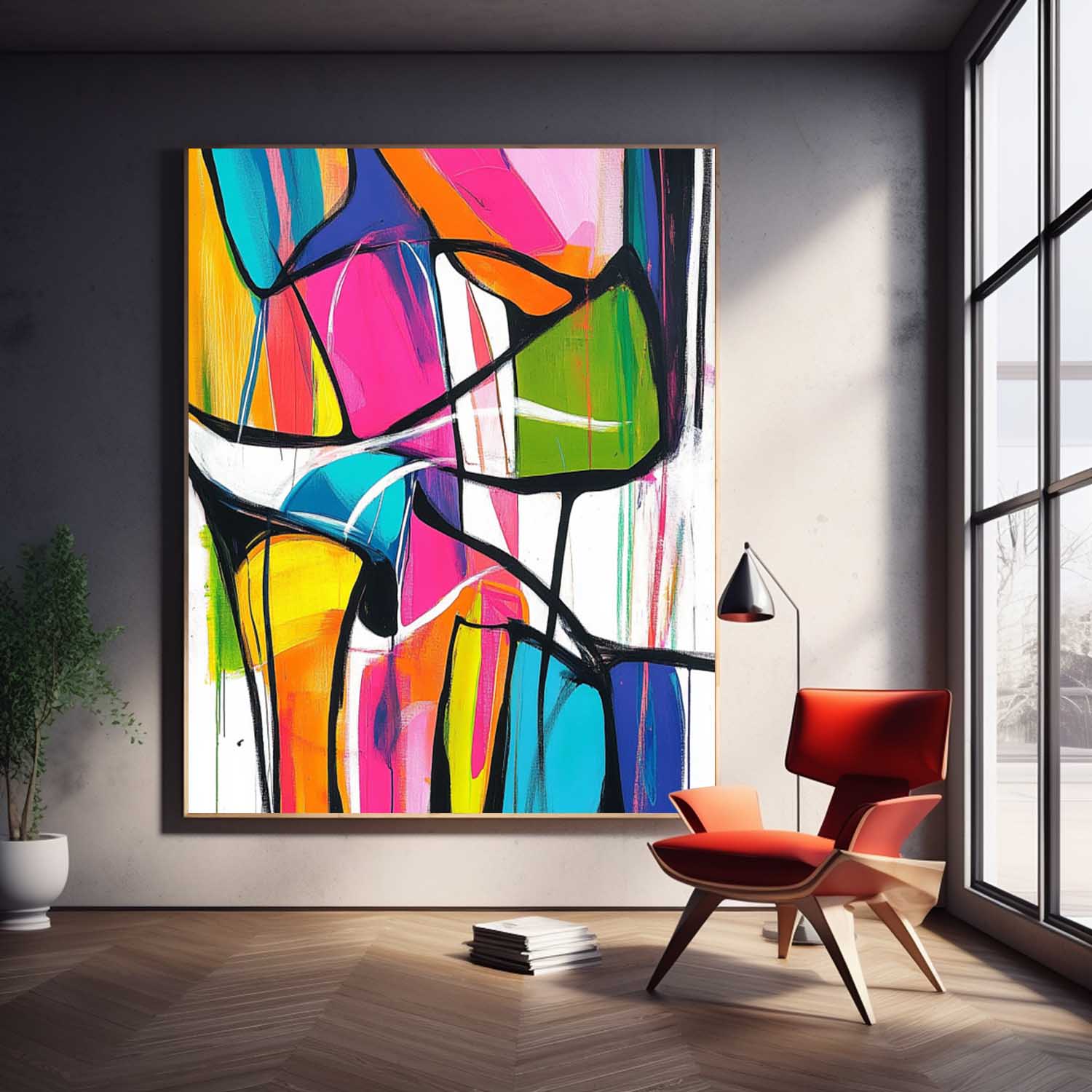 Abstract Oil Painting On Canvas Modern Graffiti Wall Art Colorful Original Acrylic Painting Wall Art