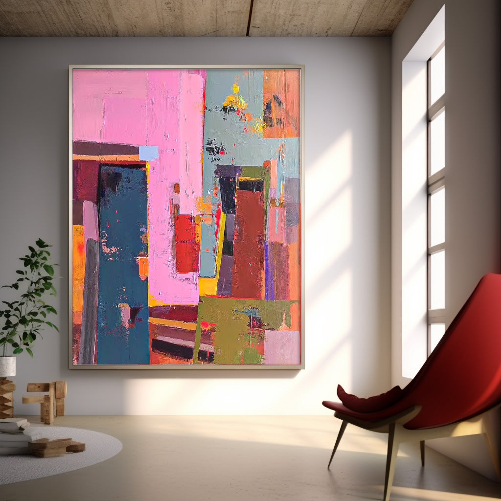 Original Abstract Painting Canvas Large Wall Art Abstract Pink Oil Painting For Living Room