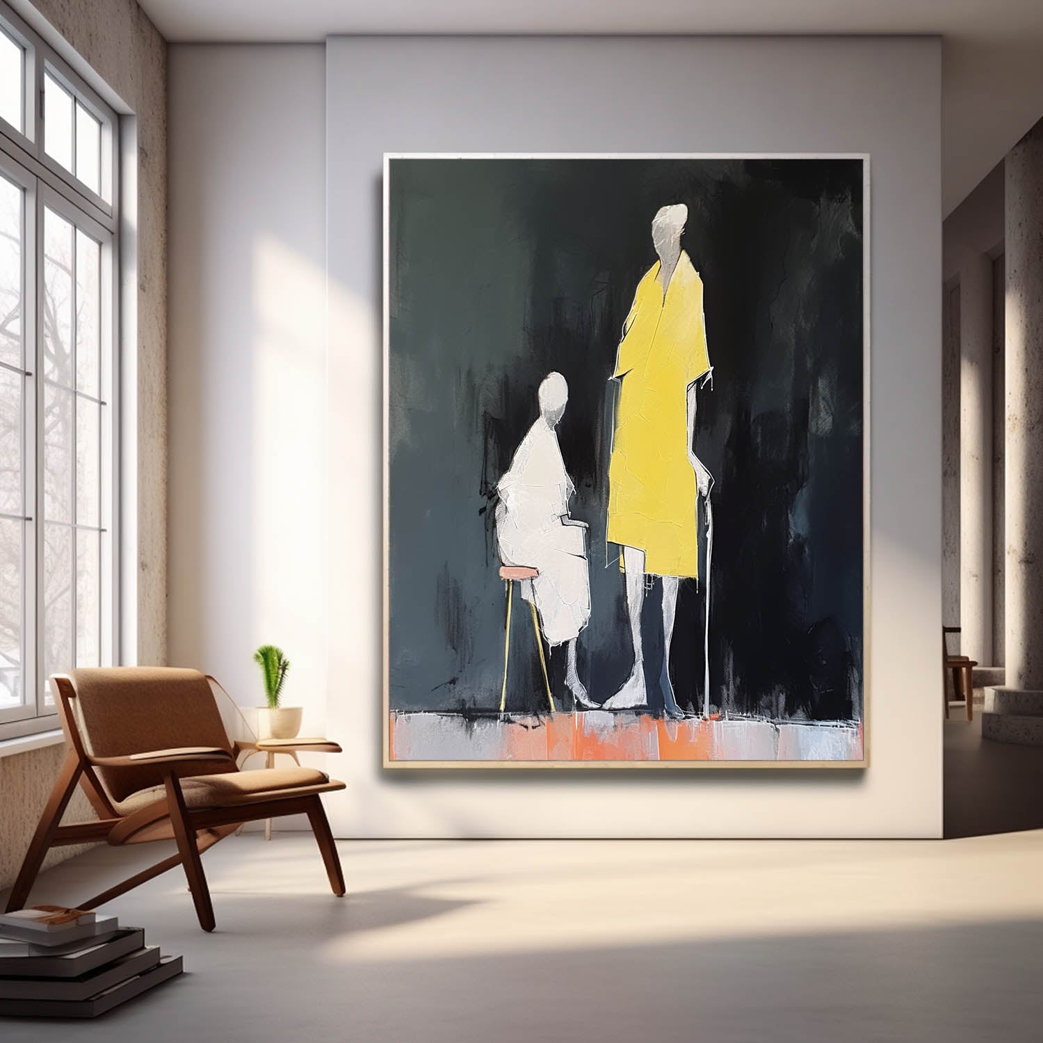 Original People In The Dark Wall Art Large Figure Painting Original Abstract Artwork For Living Room