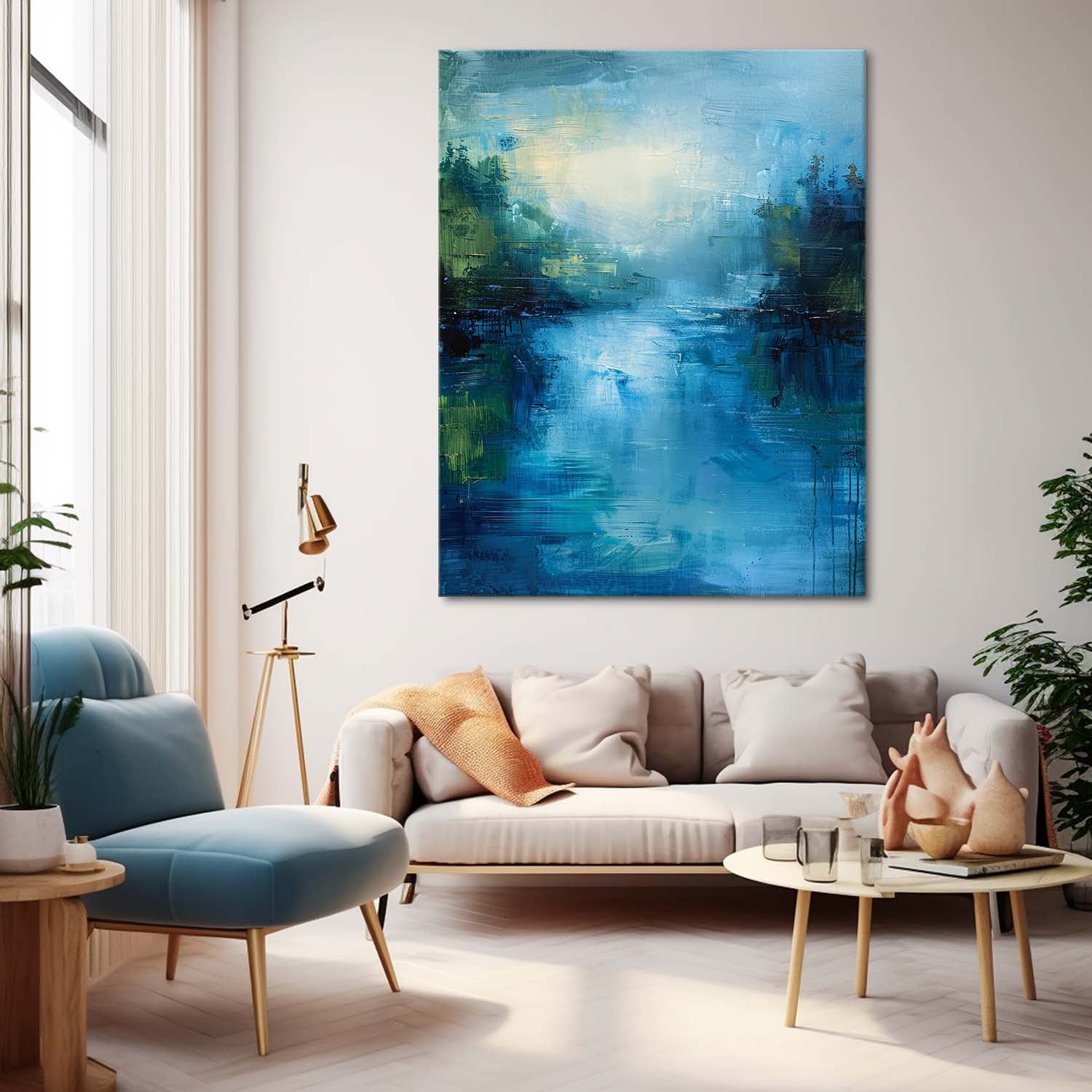 Large Abstract Landscape Painting On Canvas Original Vertical Painting Modern Scenery Wall Art