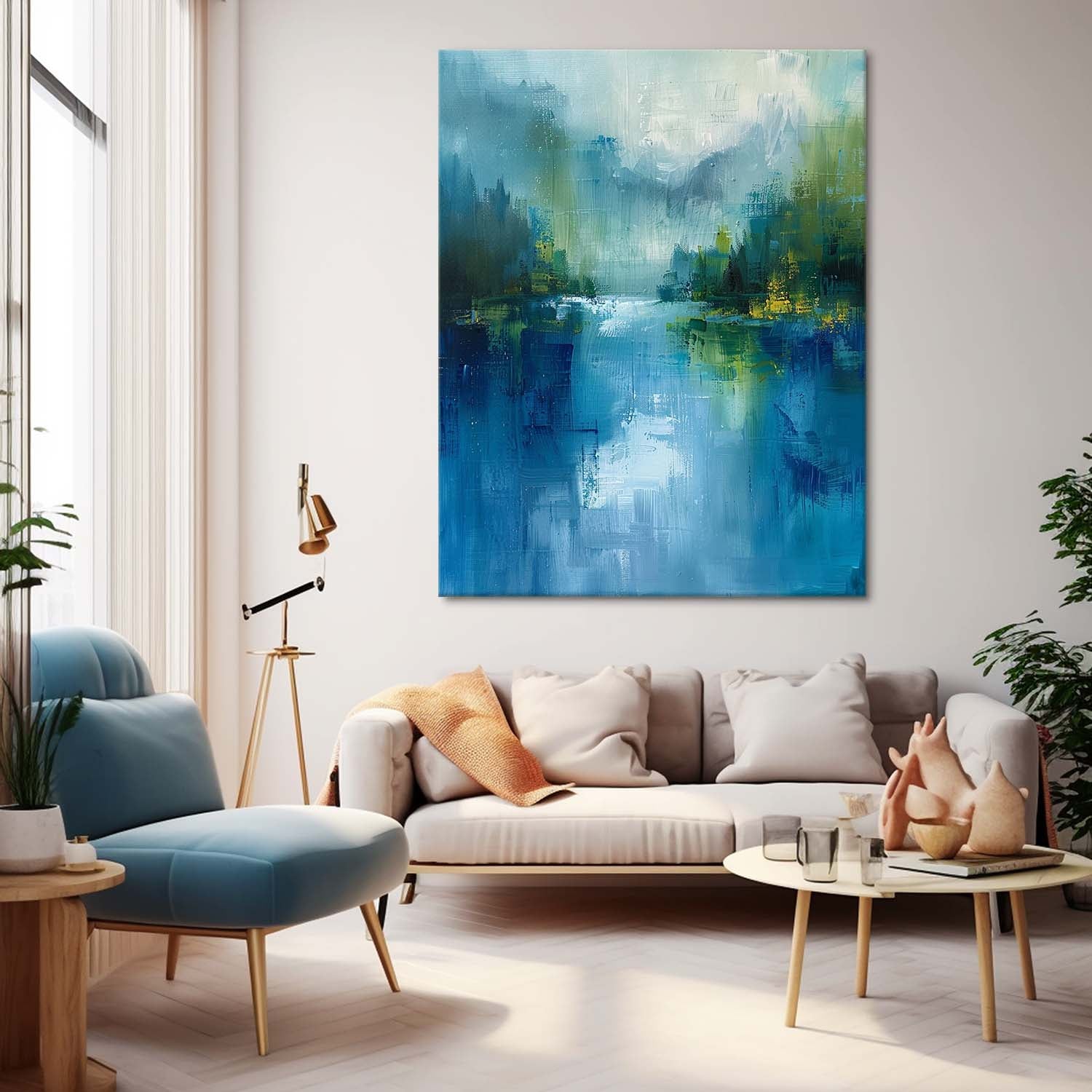 Large Abstract Painting On Canvas Original Vertical Scenery Painting Modern Landscape Wall Art