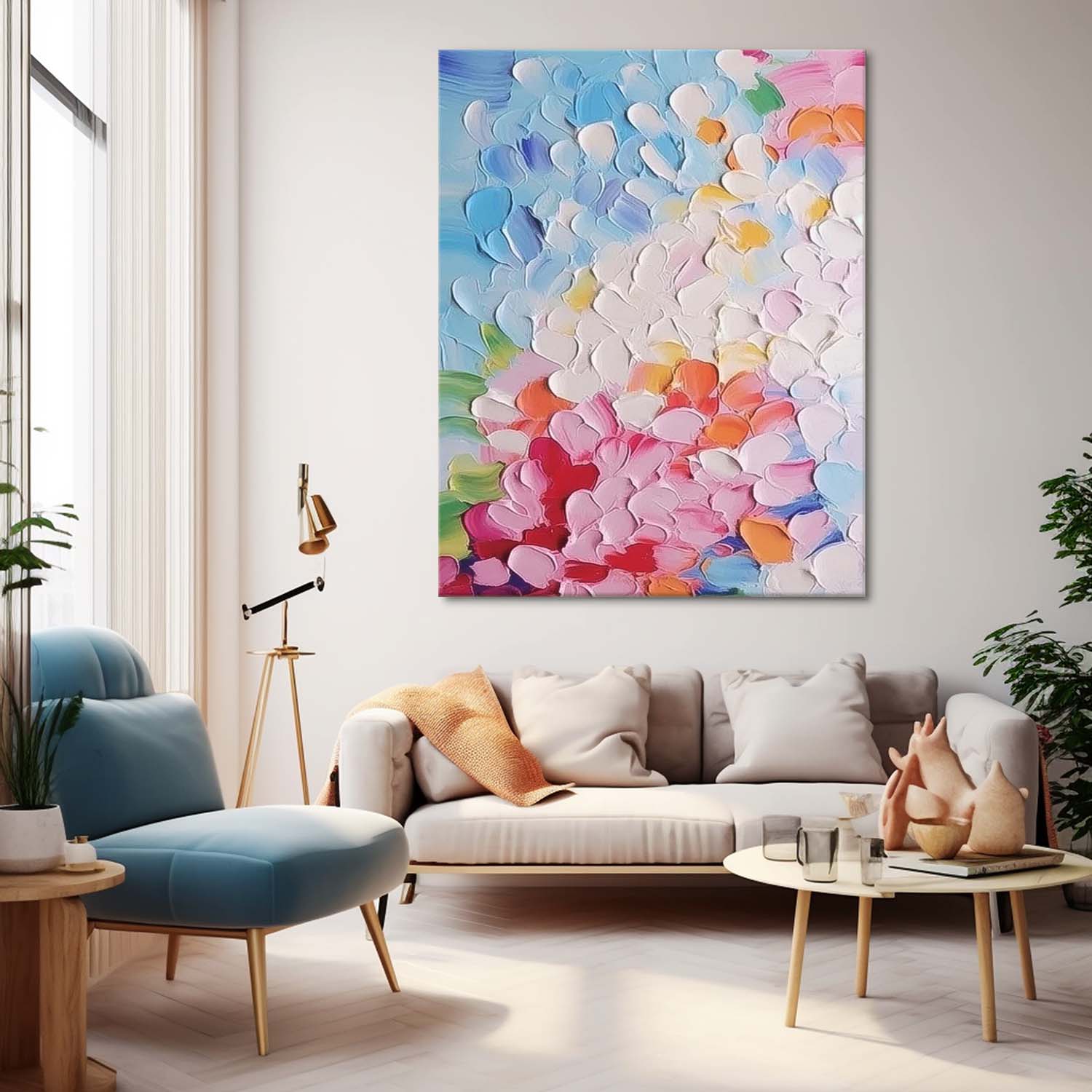 Large Modern Knife Acrylic Painting On Canvas Colorful Texture Abstract Oil Painting Original Artwork Decor