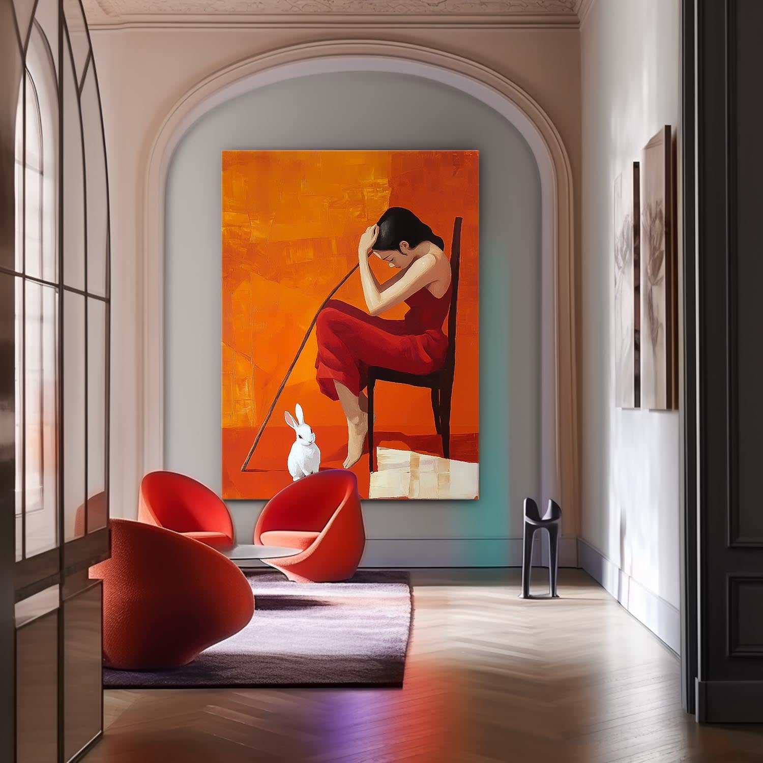 Portrait Modern Artwork Abstract Profile Oil Painting On Canvas Vibrant Color Original Texture Girl Wall Art