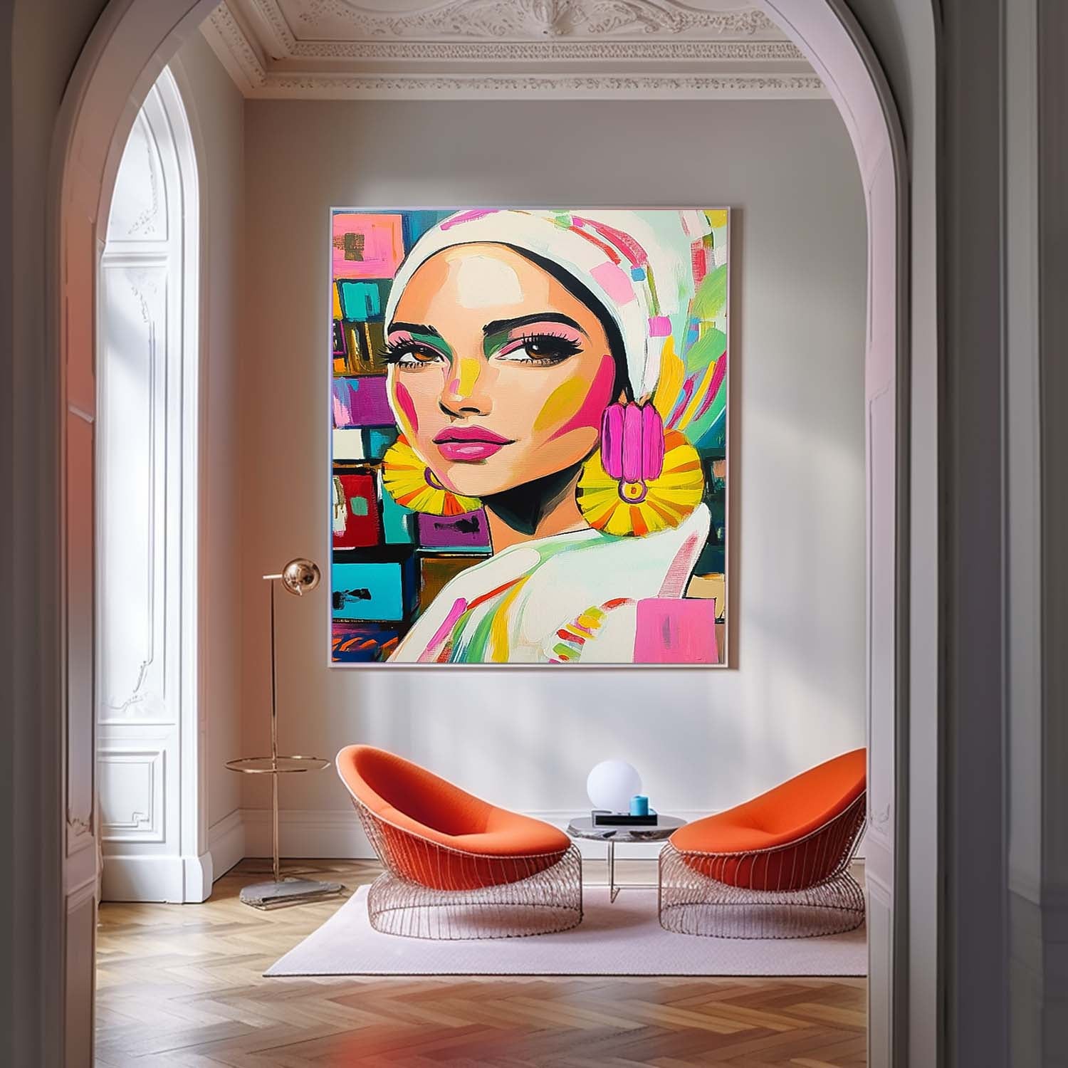 Bright Colors Original Texture Girl Wall Art Abstract Frail Oil Painting On Canvas Lady Modern Artwork