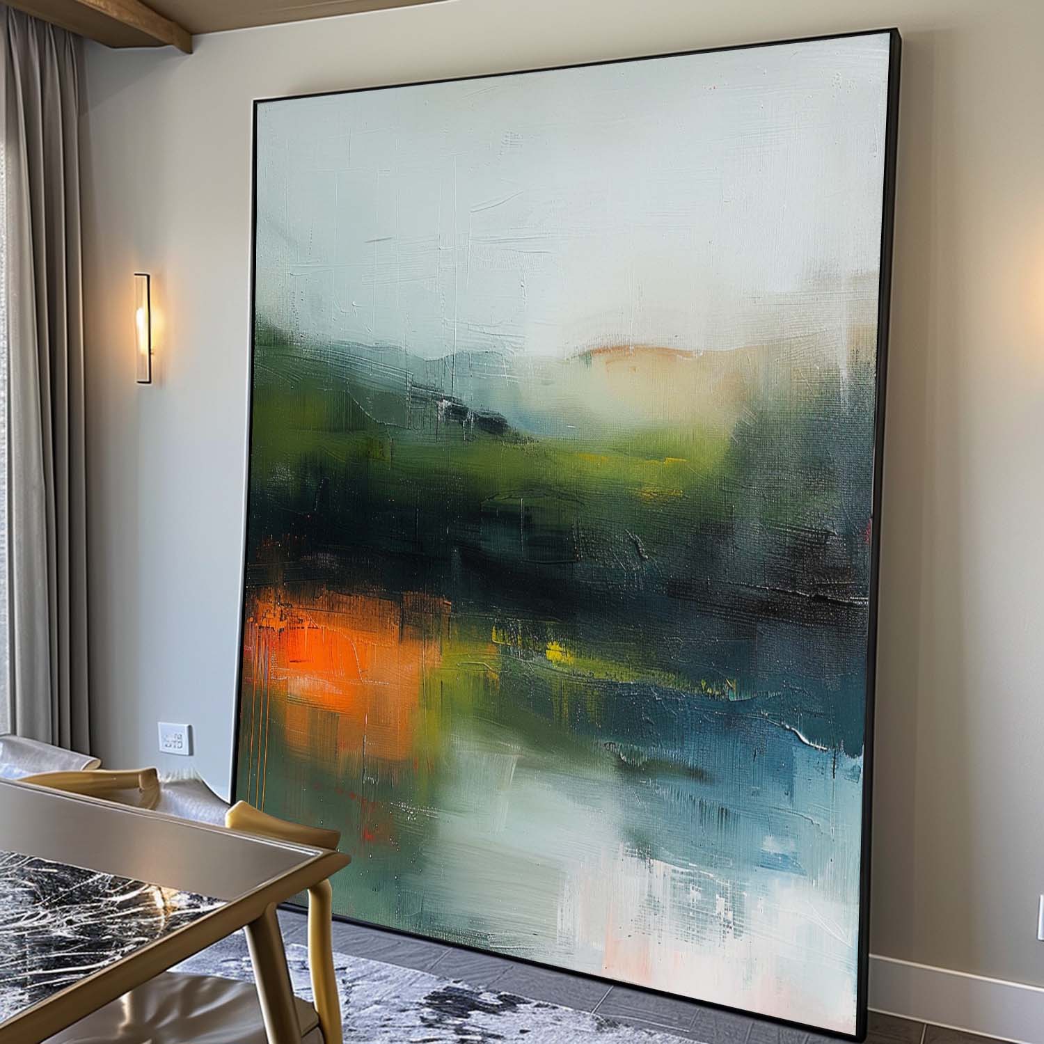 Modern Grey Scenery Nature Art Original Landscape Wall Art Large Abstract Oil Painting Canvas Home Decor