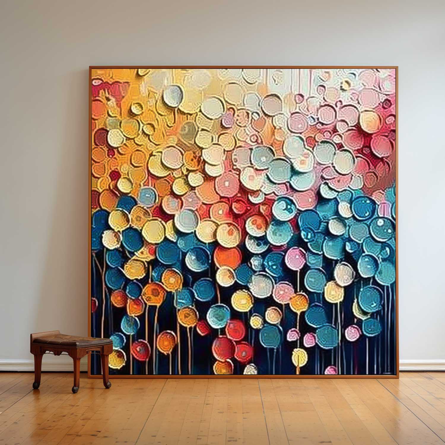 Contemporary Circle Color Block Oil Painting Square Texture Abstract Colorful Acrylic Painting On Canvas Wall Art