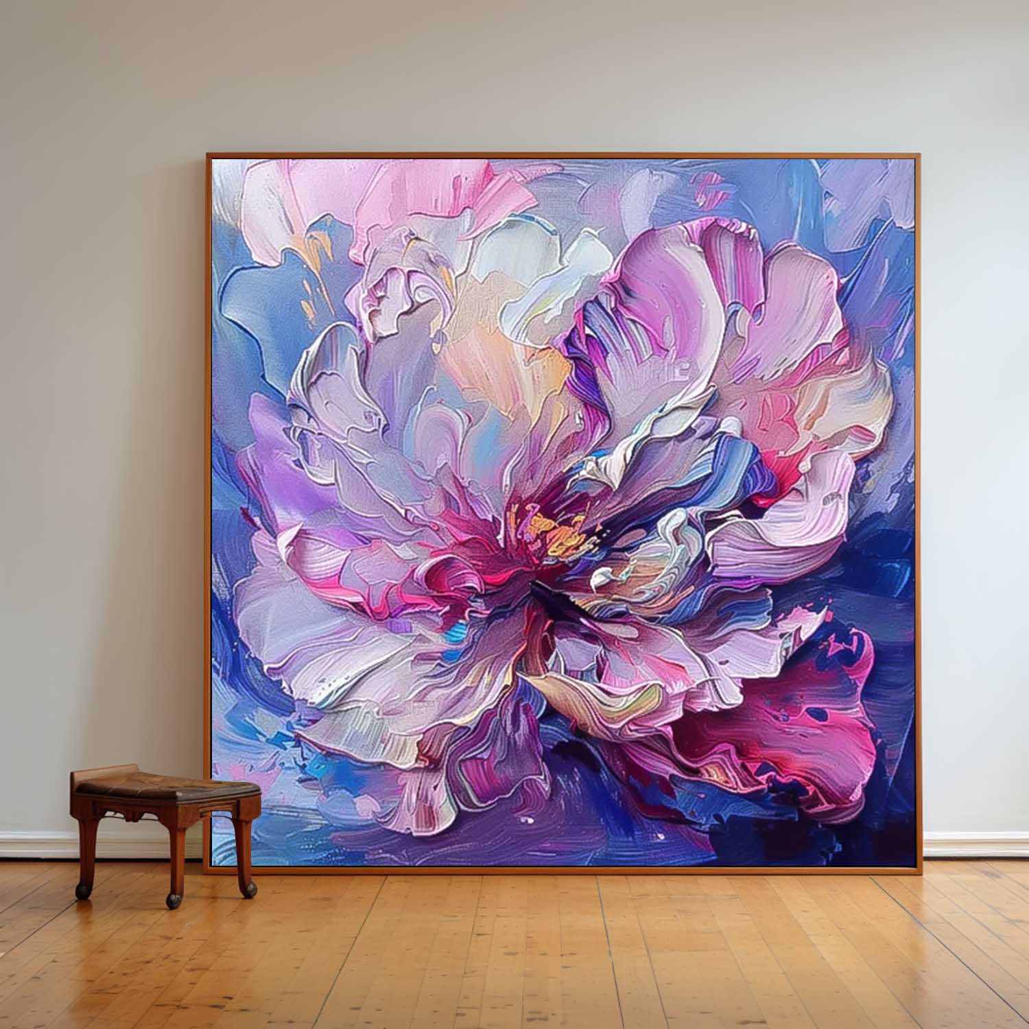 Purple Floral Acrylic Painting Cute Flowers Oil Painting On Canvas Contemporary Bohemian Decor Art For Sale