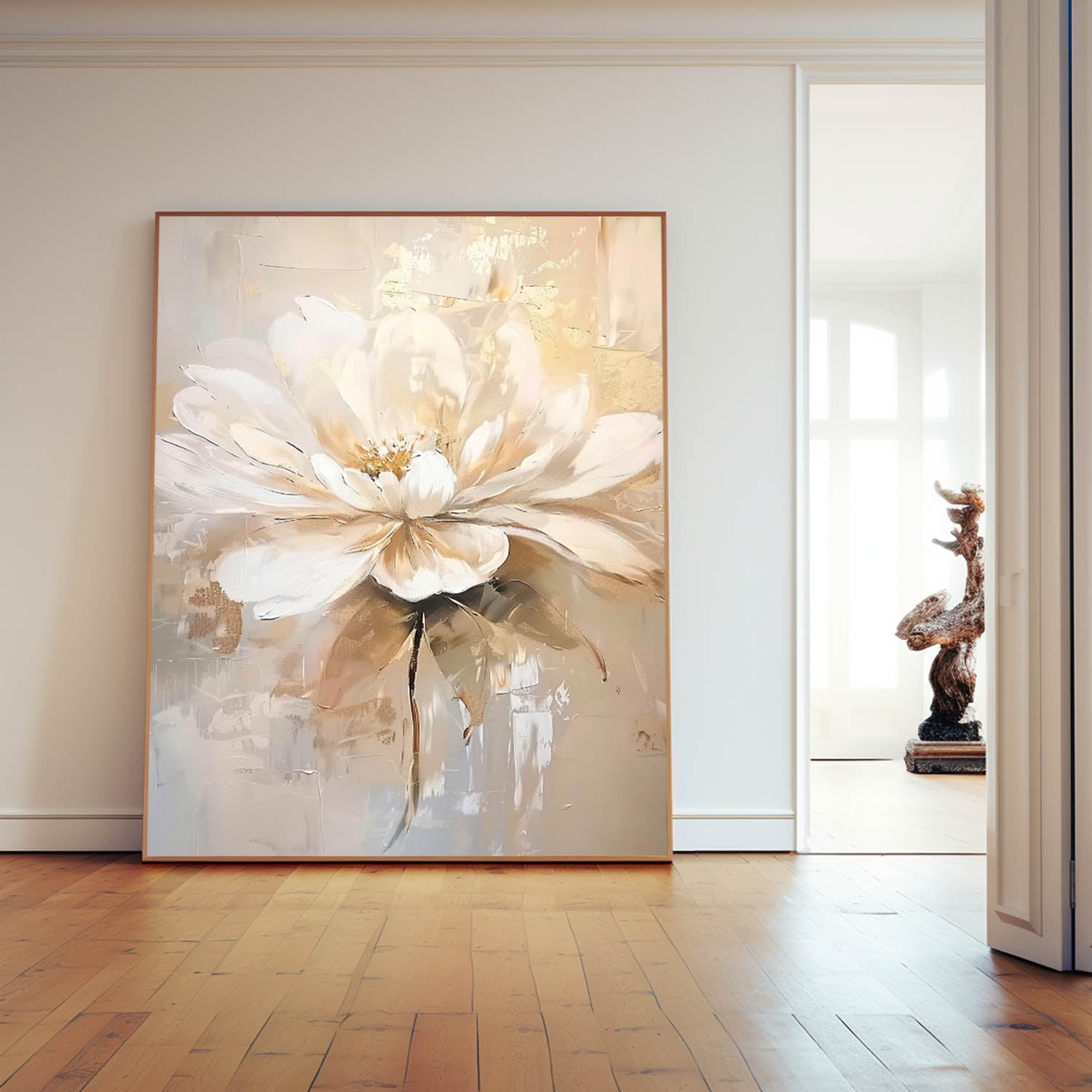 Original Abstract Painting Bright Color Flowers Acrylic Painting Canvas Large Textured Floral Art Framed