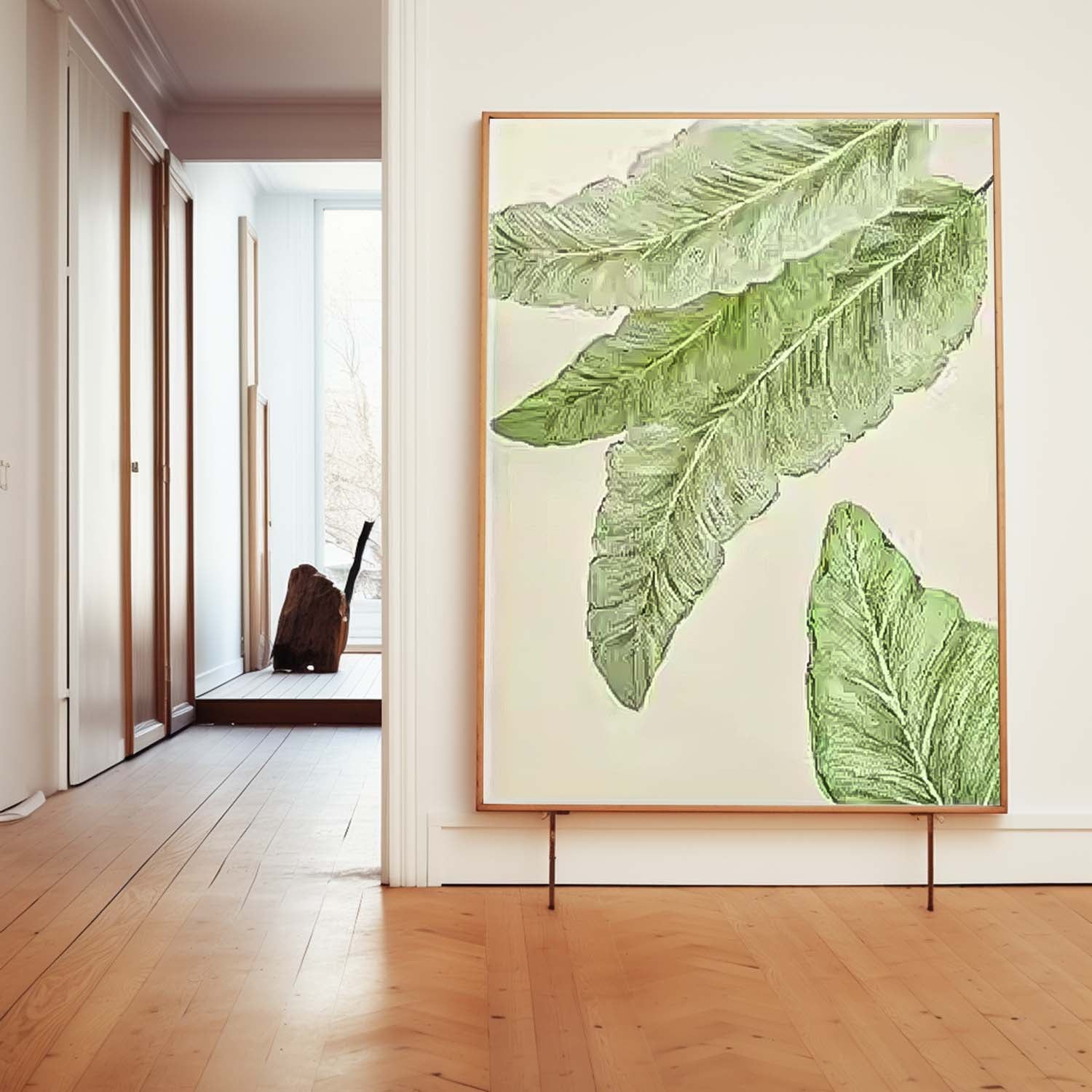 Original Texture Leaves Artwork Green Leaves Oil Painting On Canvas Oversize For Living Room