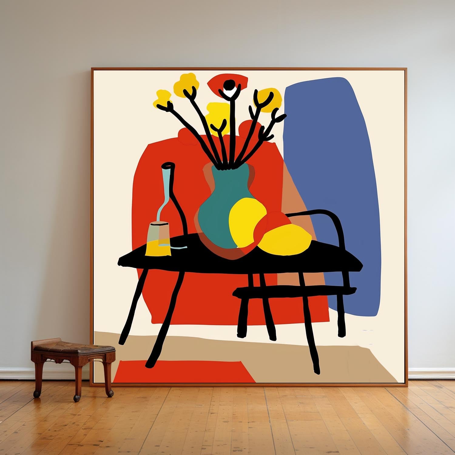 Large Realism Flowers Painting Beautiful Vase Artwork Square Contemporary Bright Paintings Wall Art