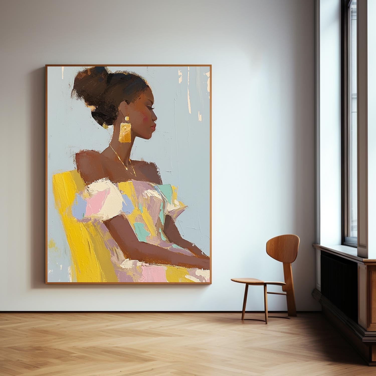 Minimalism Colorful Abstract Artwork Original Elegant Woman Wall Art Vibrant Large Figure Painting Gift