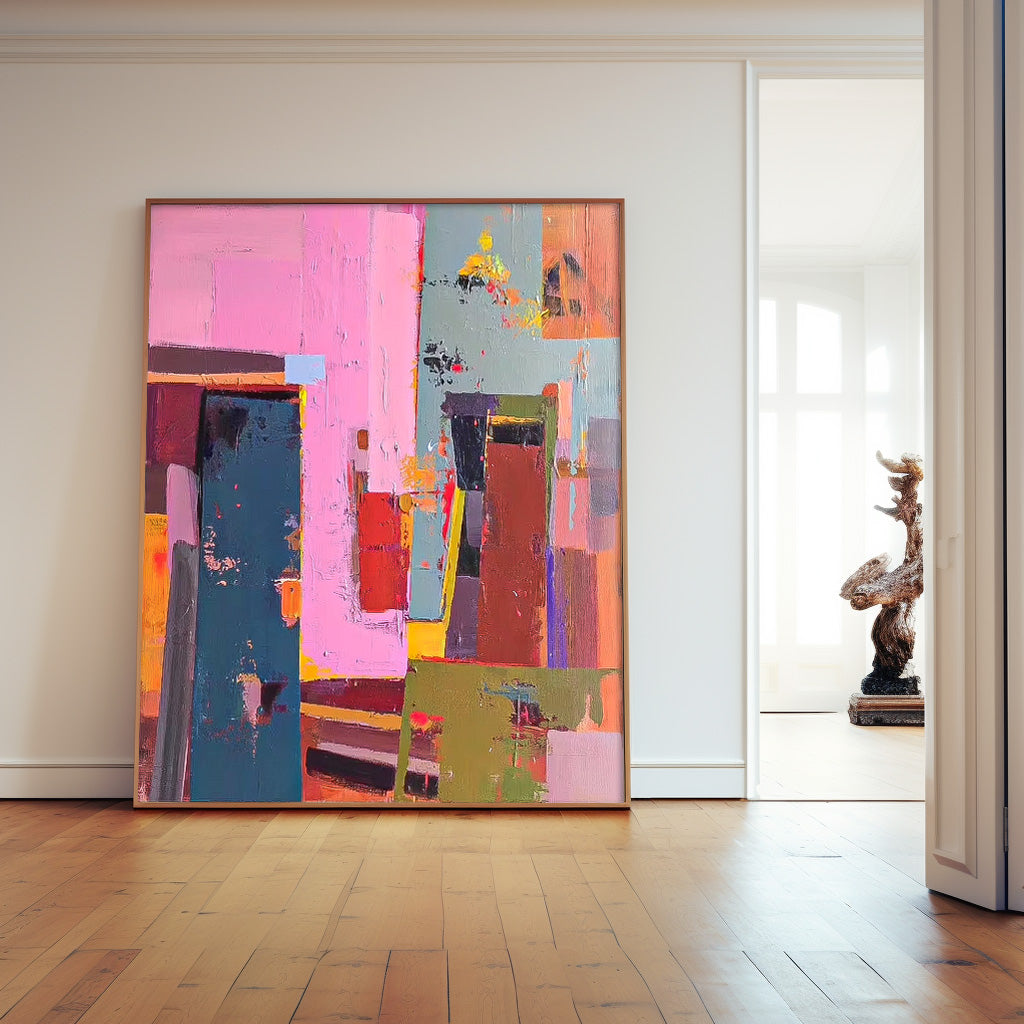 Original Abstract Painting Canvas Large Wall Art Abstract Pink Oil Painting For Living Room