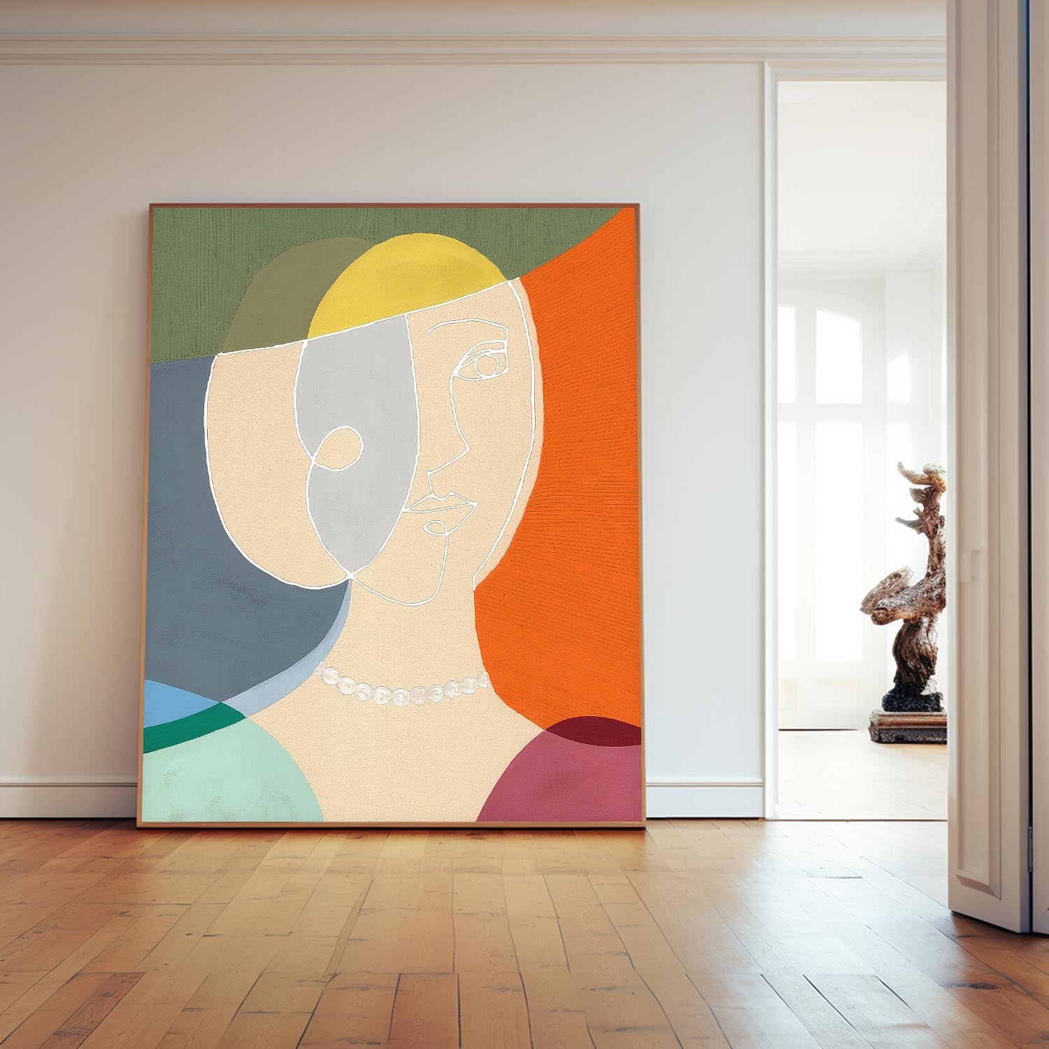 Original Nordic Style Wall Art Minimalism Colorful Abstract Line Artwork Large Figure Painting Gift