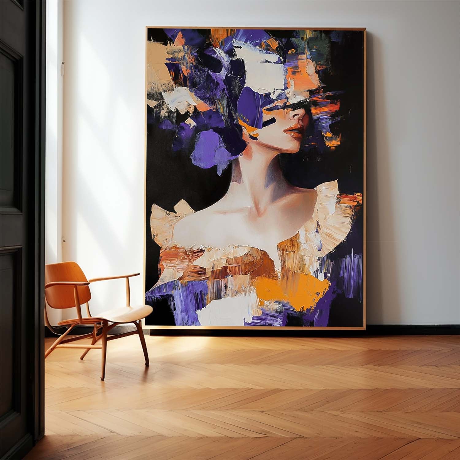 Original Texture Noble Lady Wall Art Coloful Woman Contemporary Artwork Abstract Female Oil Painting On Canvas