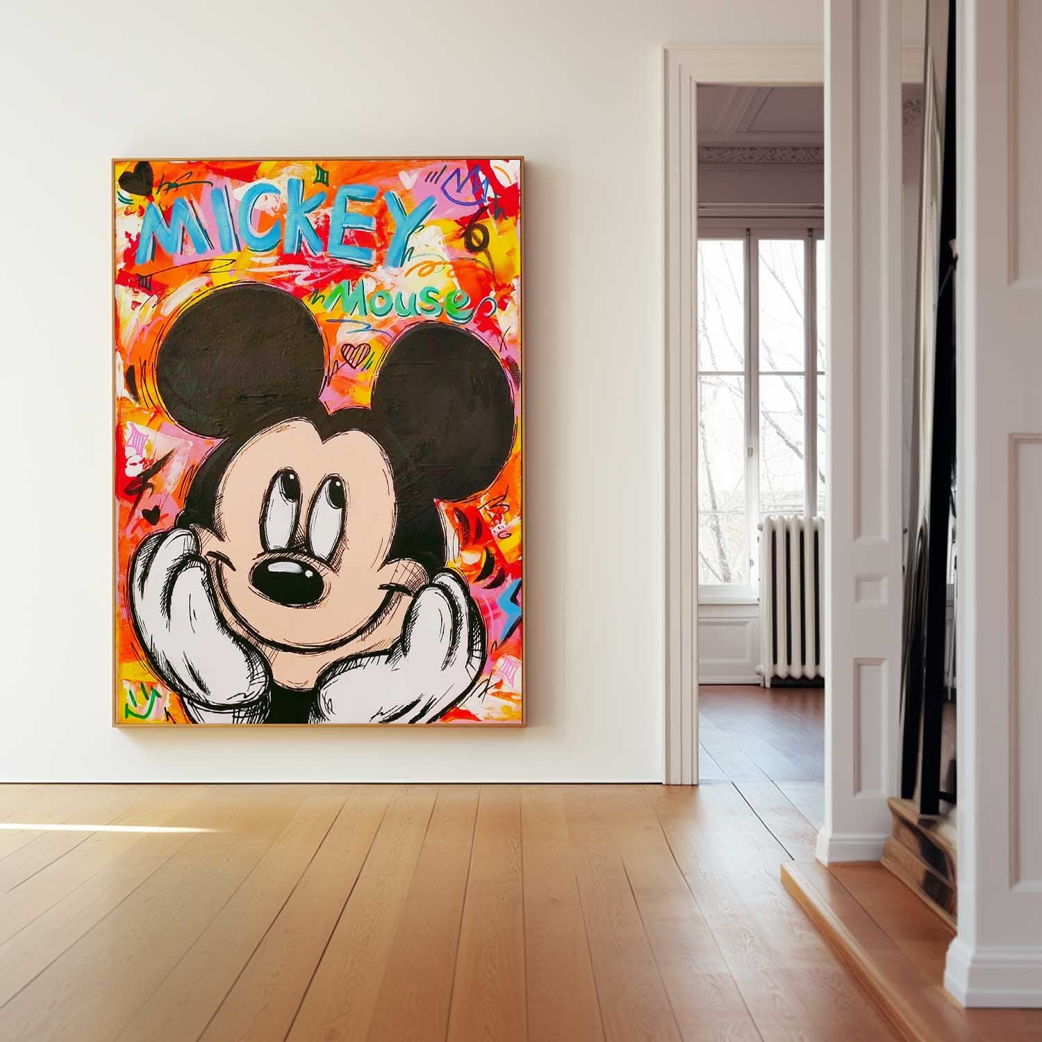 Large Disney Characters Painting Original Mickey Wall Art Colorful Cute Cartoon Characters Abstract Artwork Gift