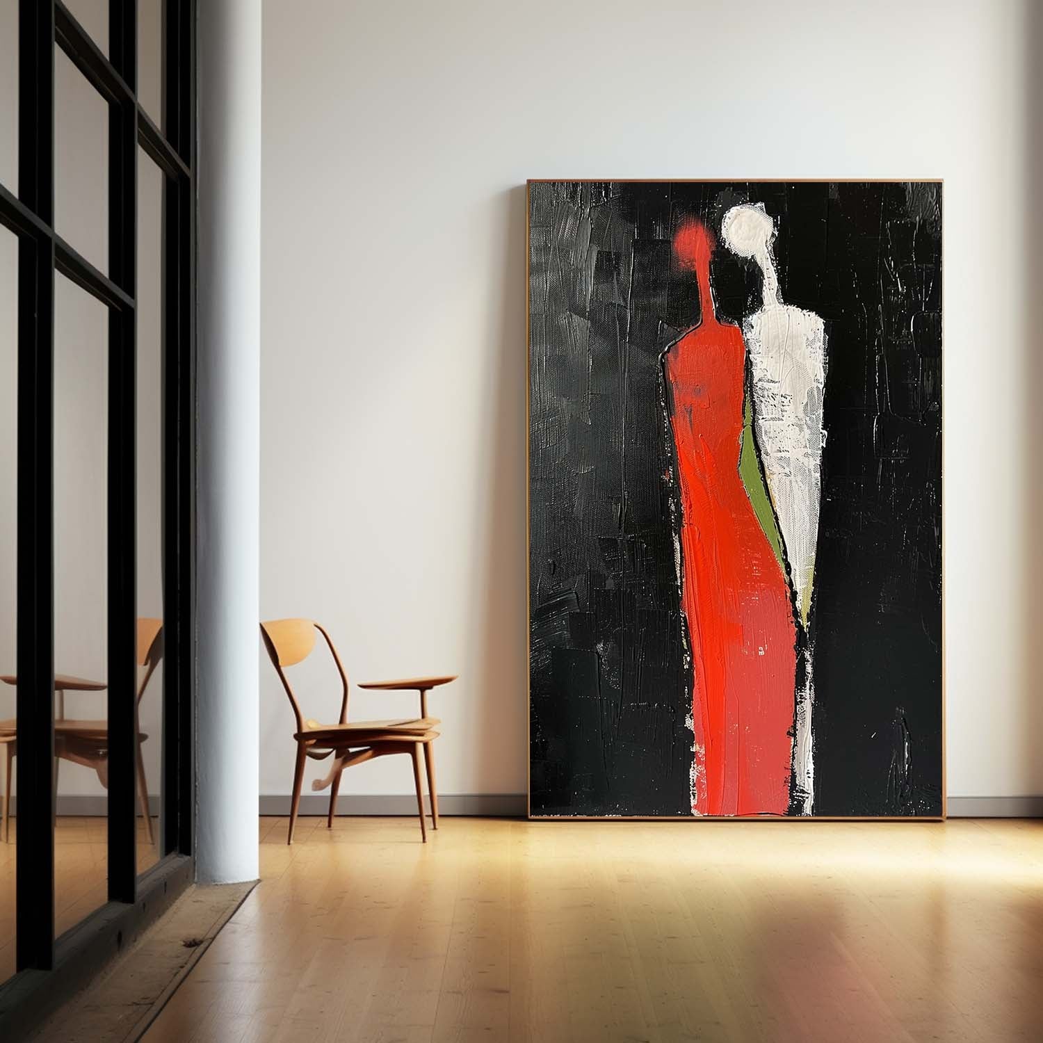 Minimalist Character Silhouette Original Wall Art Dark Color Large Figure Painting Abstract Artwork Home Decor