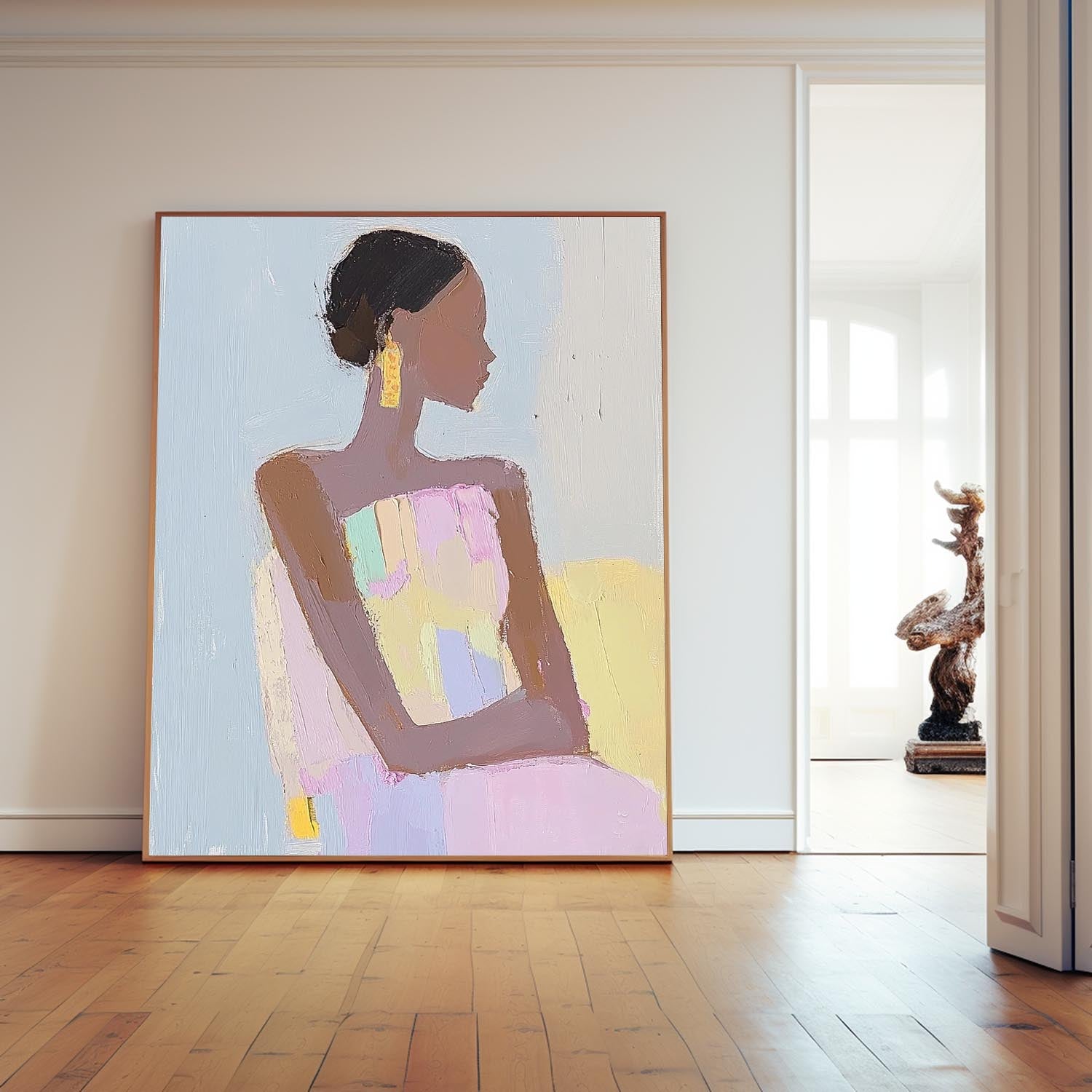 Vibrant Large Figure Painting Original Elegant Woman Wall Art Minimalism Colorful Abstract Artwork Gift