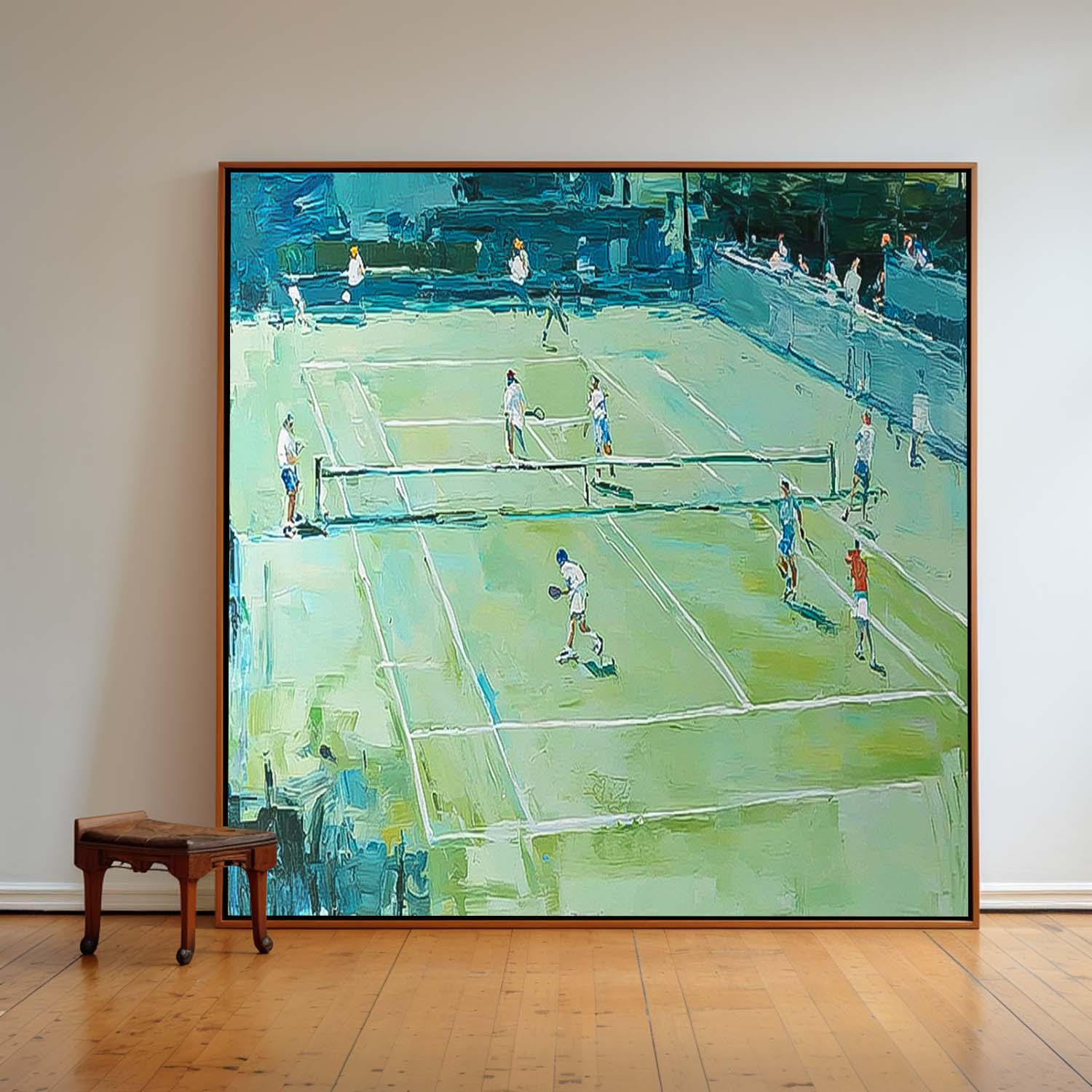 Large Green Badminton Court Painting Textured Wall Art Abstract Badminton Sports Art On Canvas Badminton Lovers Gift