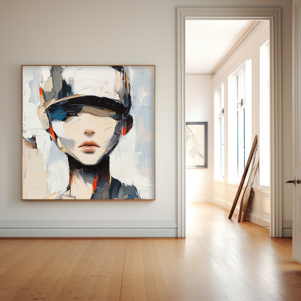Original Abstract Woman painting Portrait Texture Minimalism Girl Portrait Woman Faceless Painting