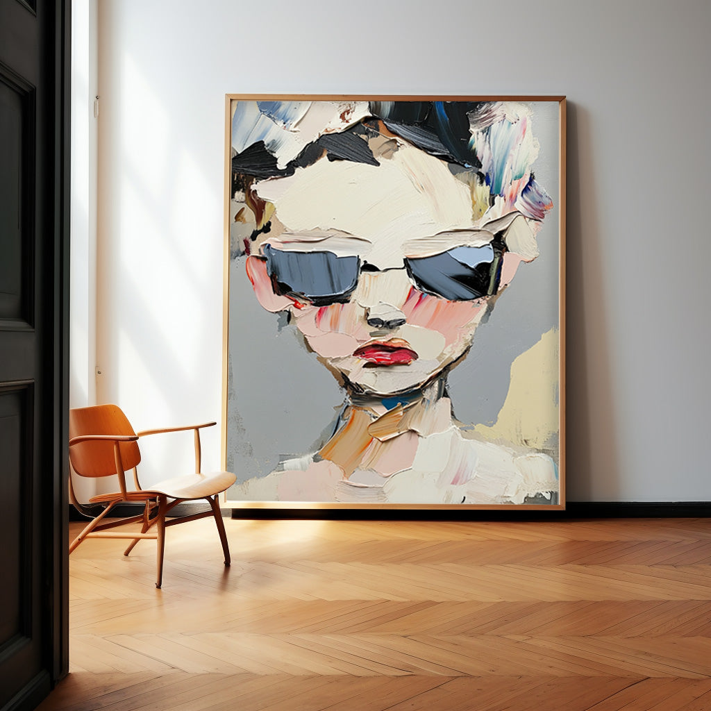 Abstract Character oil Painting On Canvas Original Texture Cool Girl Wall Art Minimalist Modern Artwork