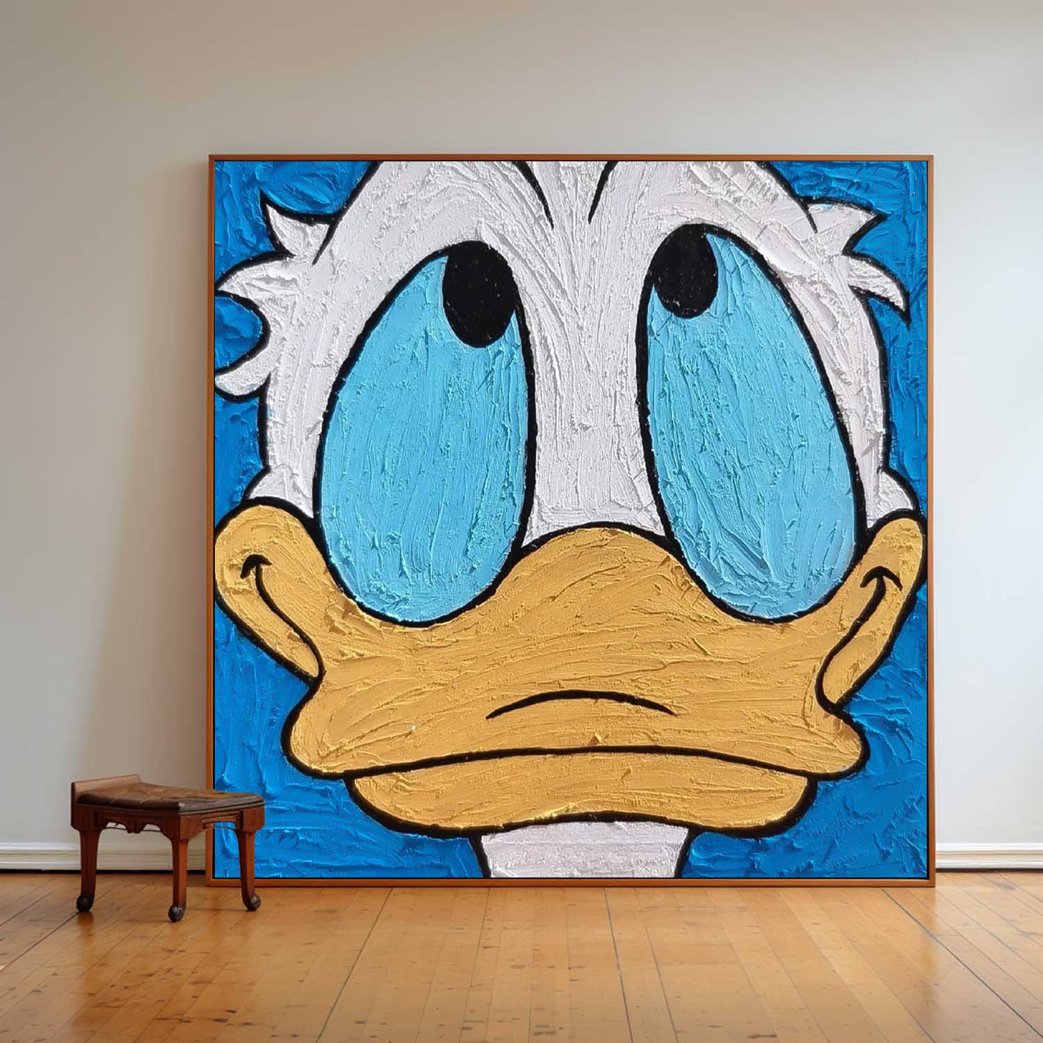 Original Graffiti Disney Characters Painting Canvas Square Donald Duck Abstract Wall Art Large Artwork