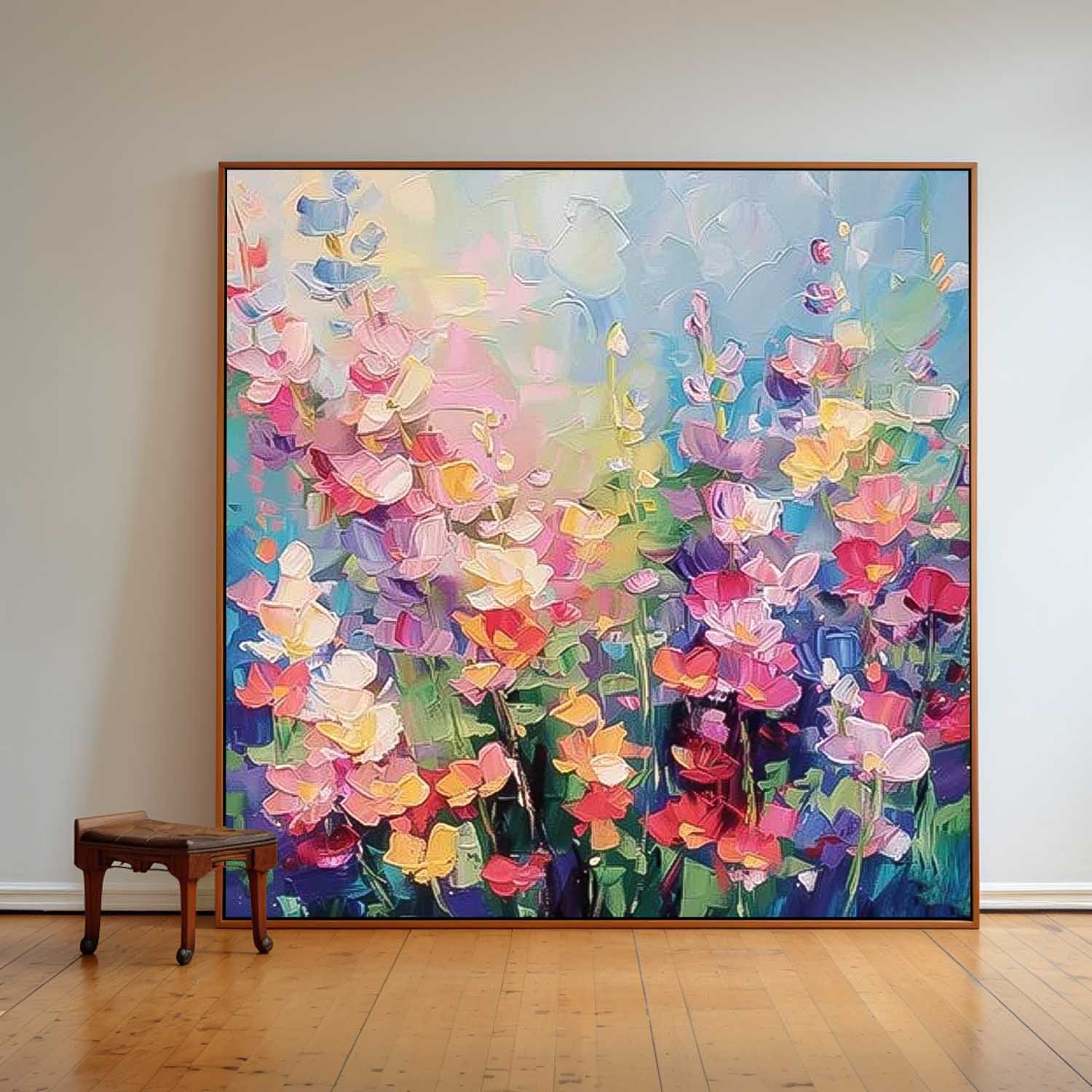 Large Abstract Flowers Paintings Square Contemporary Flower Paintings Wall Art Beautiful Colors Artwork