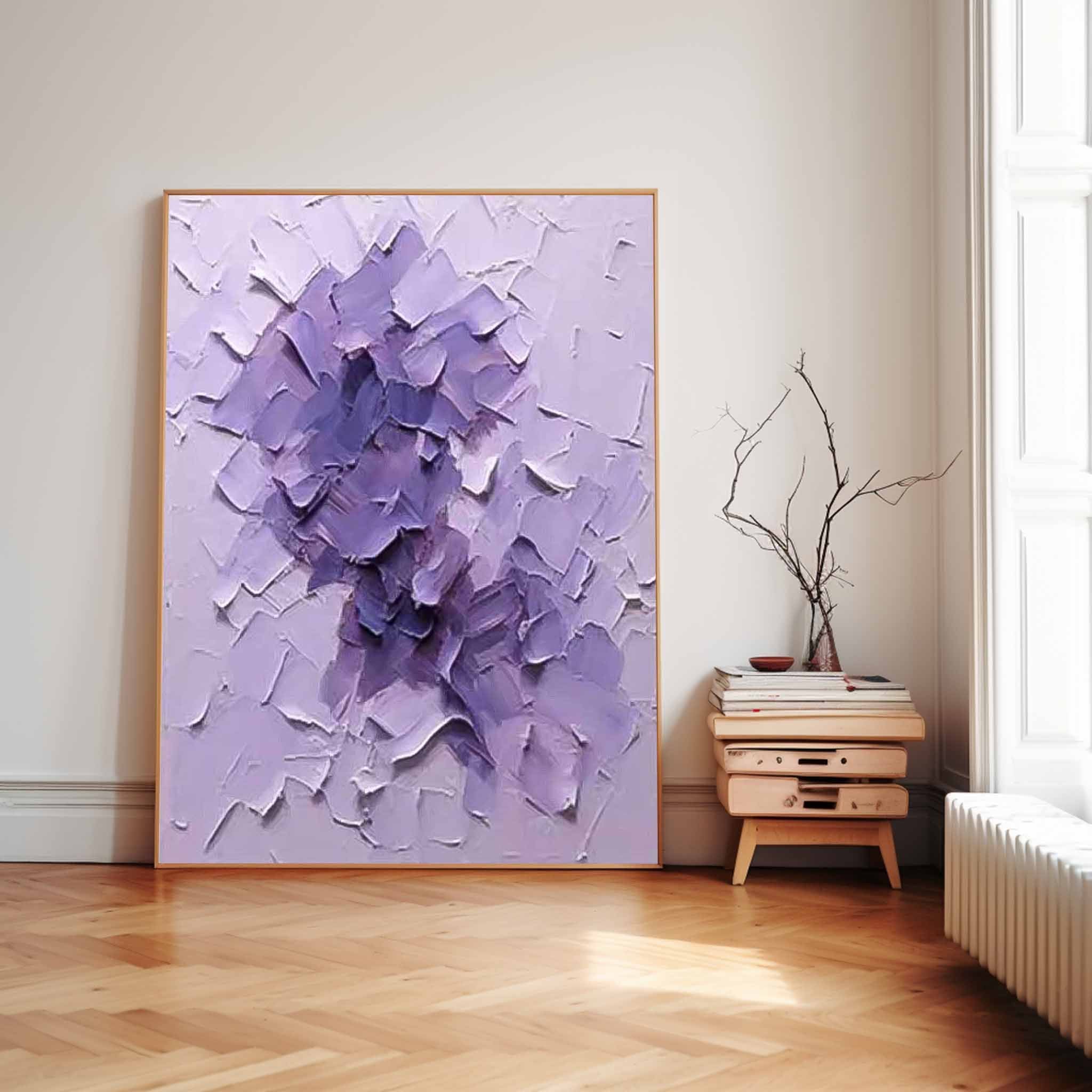 Large Modern Acrylic Painting On Canvas Purple Texture Color Block Abstract Oil Painting Original Artwork Decor