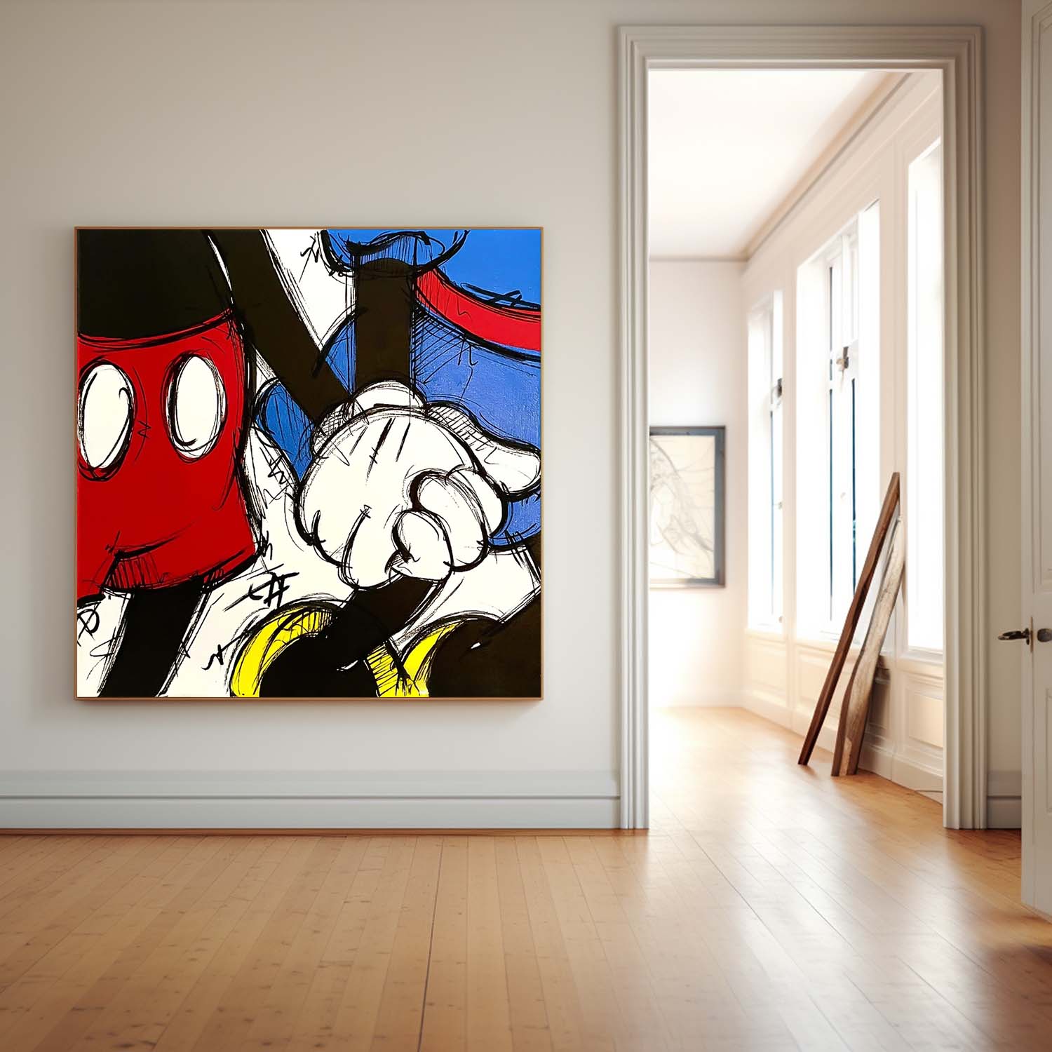 Square Colorful Abstract Wall Art Original Graffiti Disney Characters Painting Canvas Large Artwork