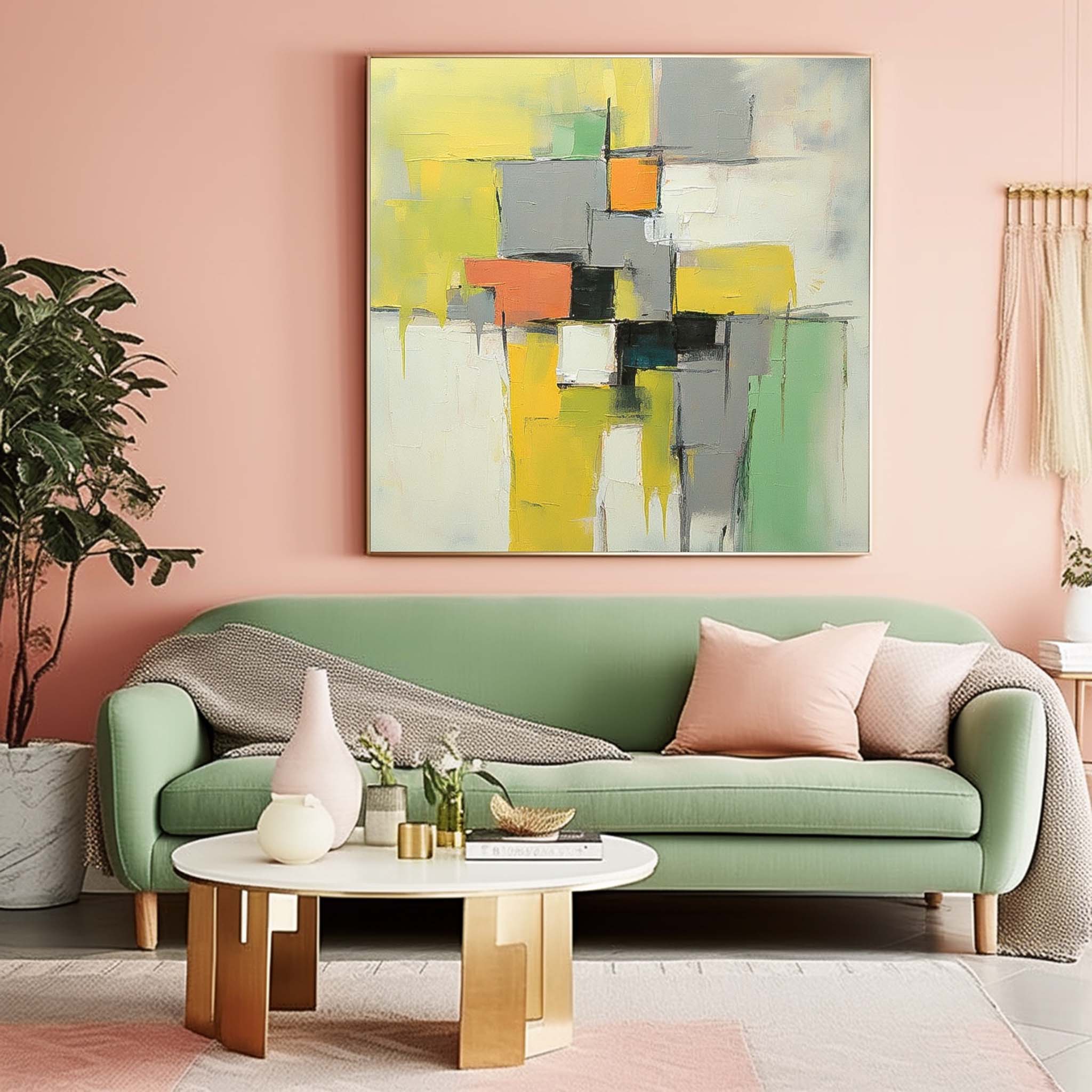 Geometry Abstract Acrylic Painting Canvas Great Quality Hand Painted Abstract Wall Art Home Decor