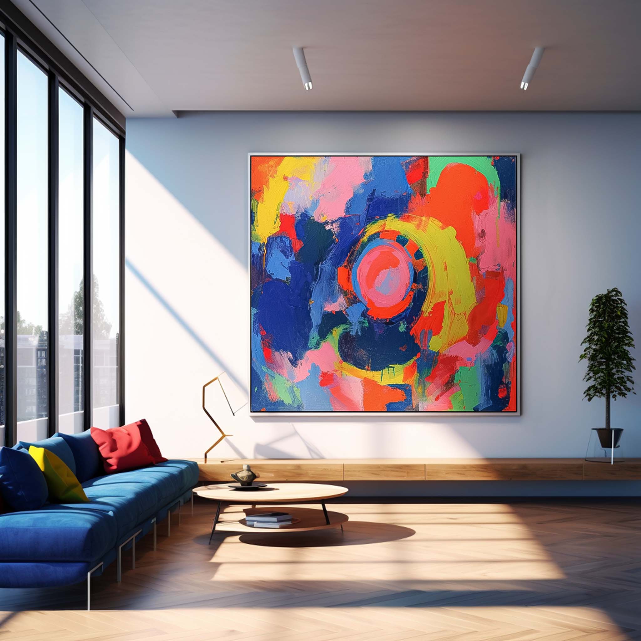Square Abstract Wall Art Original Planet Abstract Painting For Sale Colorful Painting Canvas For Living Room