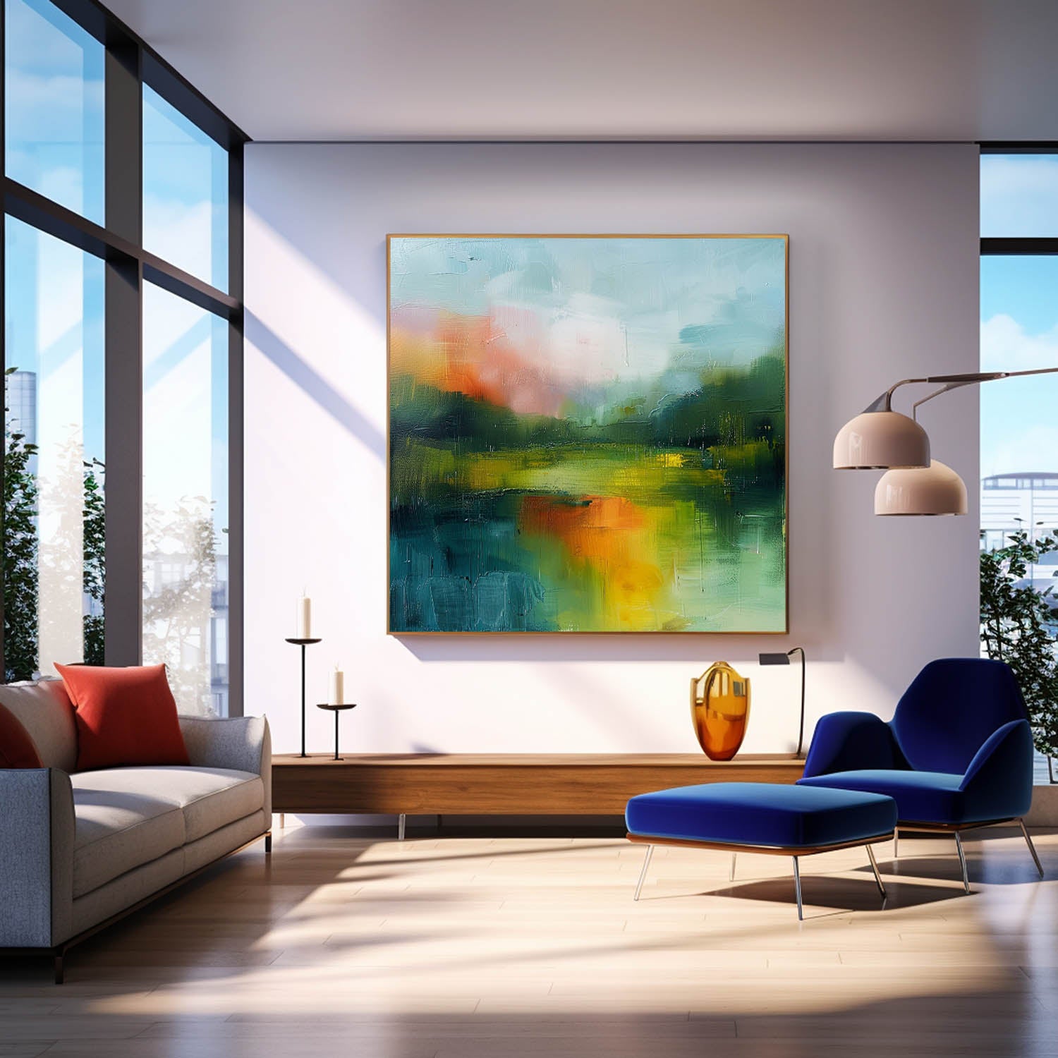 Large Abstract Oil Painting Canvas Modern Scenery Nature Art Original Landscape Wall Art Home Decor
