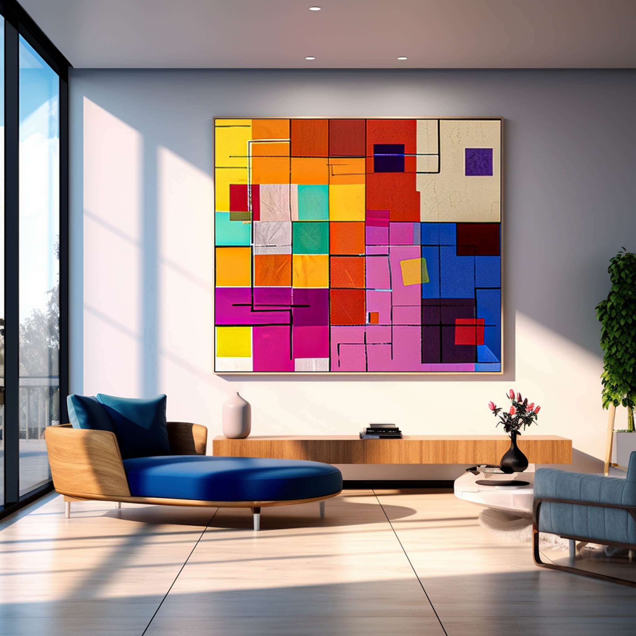 Geometry Square Wall Art Original Abstract Painting For Sale Colorful Painting Canvas For Living Room