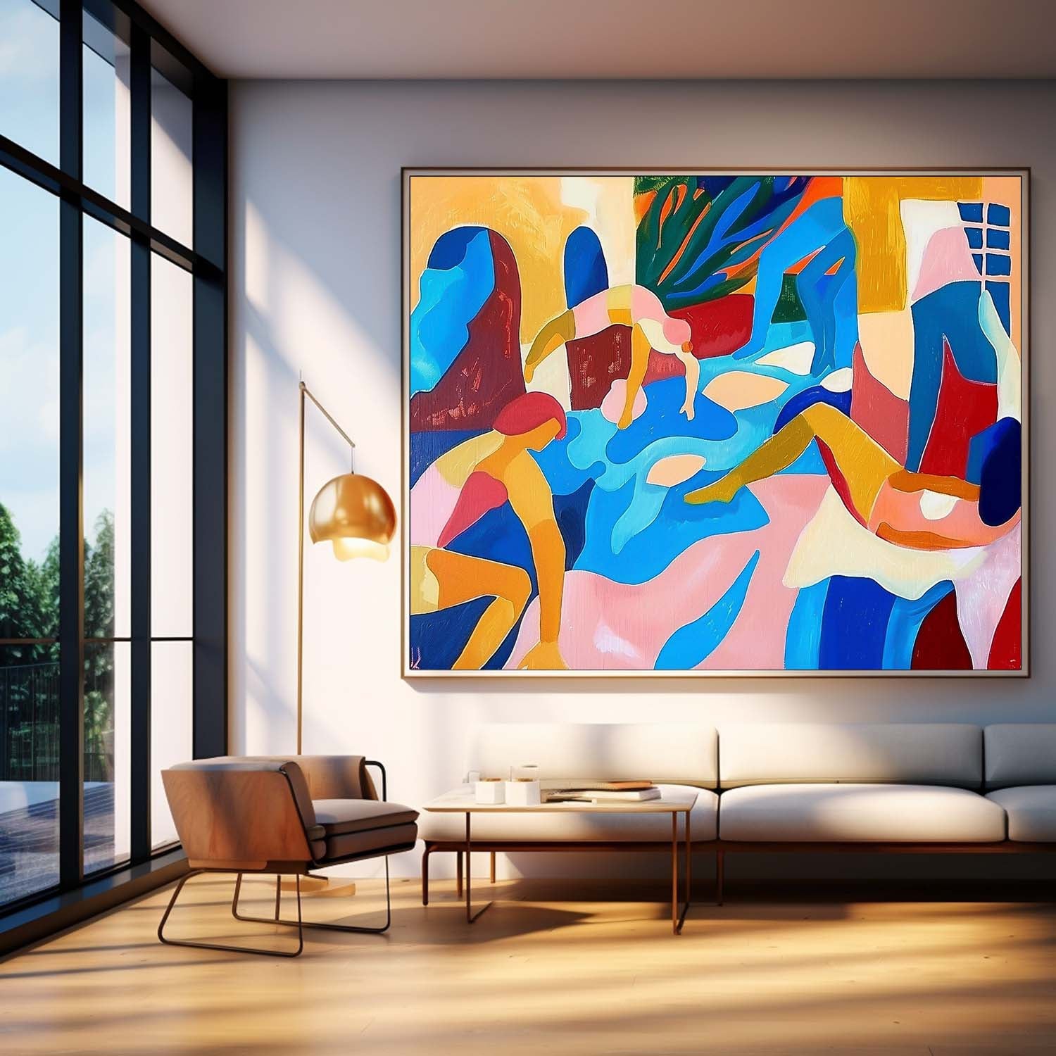 Matisse Style Painting Of Women Vibrant Modern Abstract Figures Canvas Art Large Colored Female Wall Art