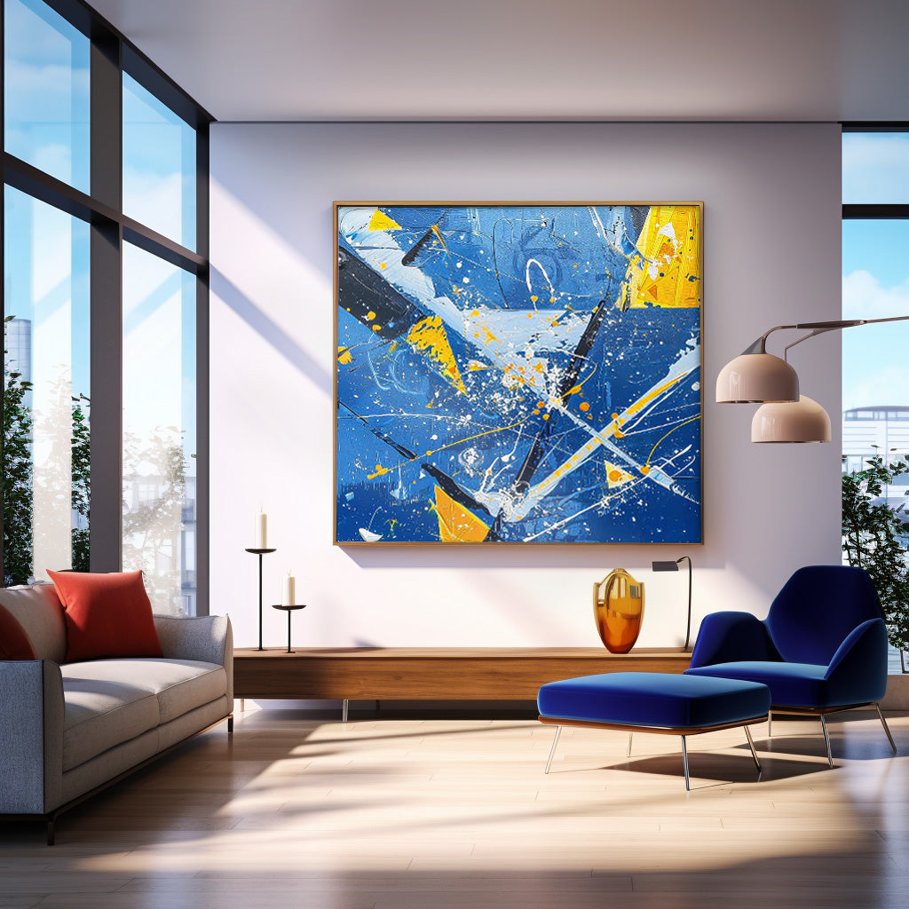 Great scraper Abstract Art Warm Blue Square Acrylic Painting Canvas Original Painting For Sale