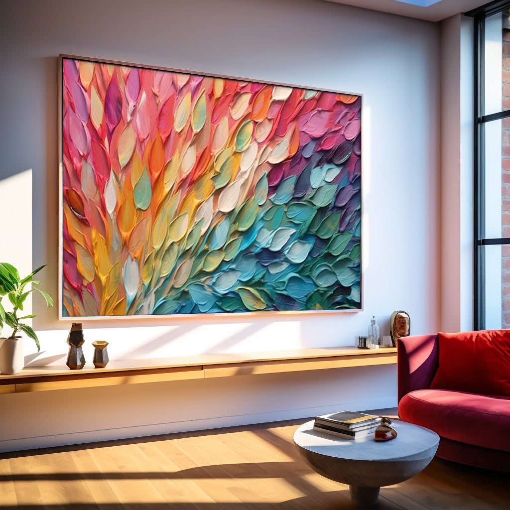 Original Texture Petal Oil Painting On Canvas Large Colorful Acrylic Painting Modern Abstract Artwork