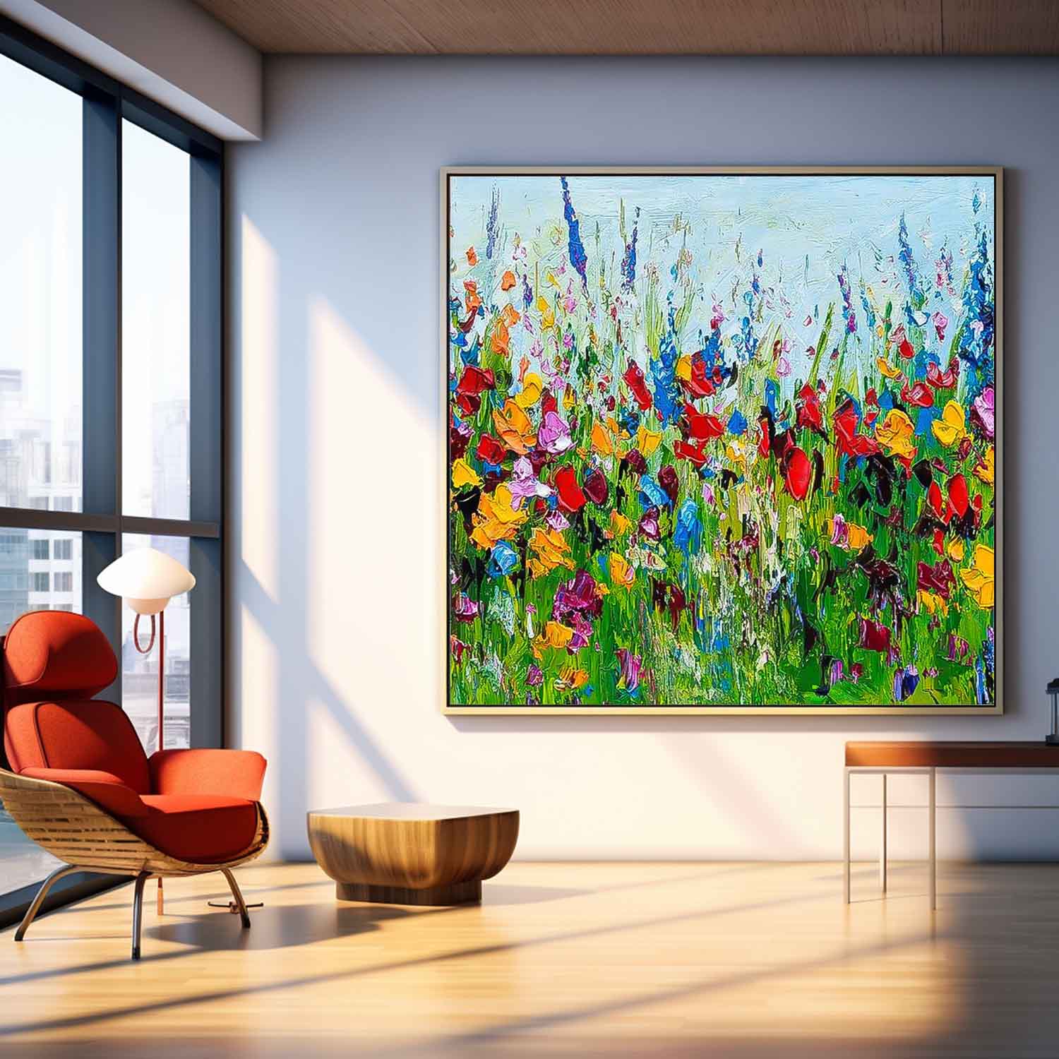 Colorful Original Flower Wall Art Large Textured Floral Acrylic Painting Modern Floral Oil Painting On Canvas For Living Room
