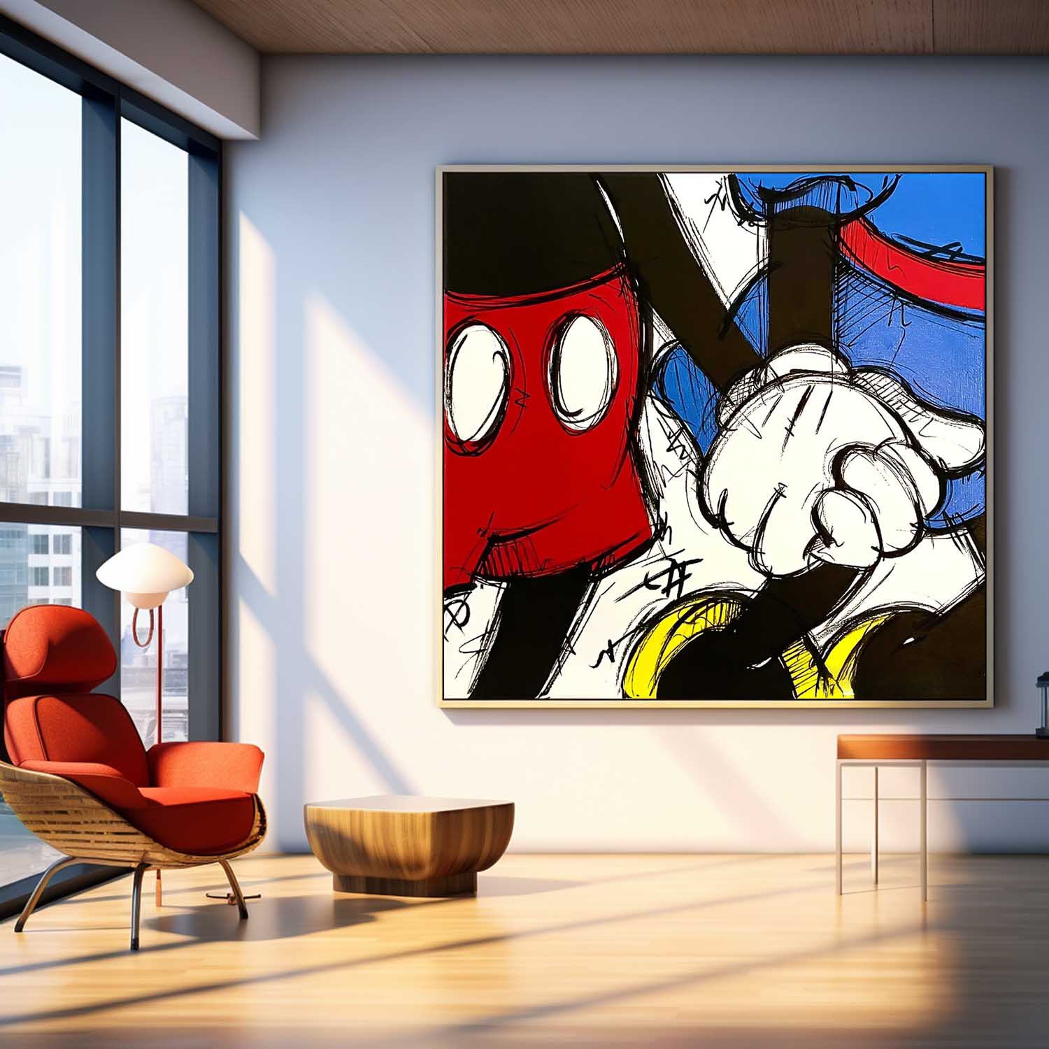 Square Colorful Abstract Wall Art Original Graffiti Disney Characters Painting Canvas Large Artwork