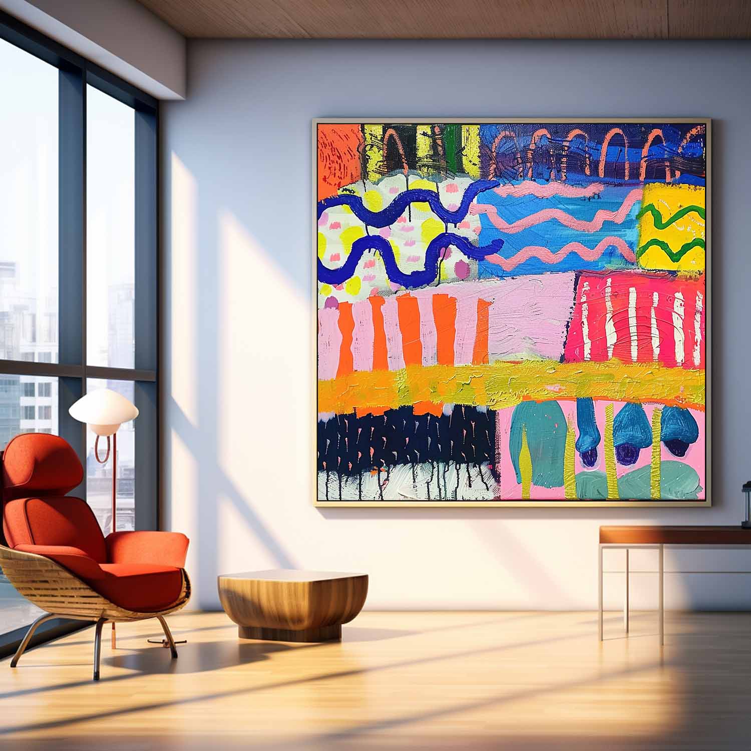 Modern Textured Artwork Colorful Original Hand-painted Canvas Wall Art Large Graffiti Abstract Oil Painting
