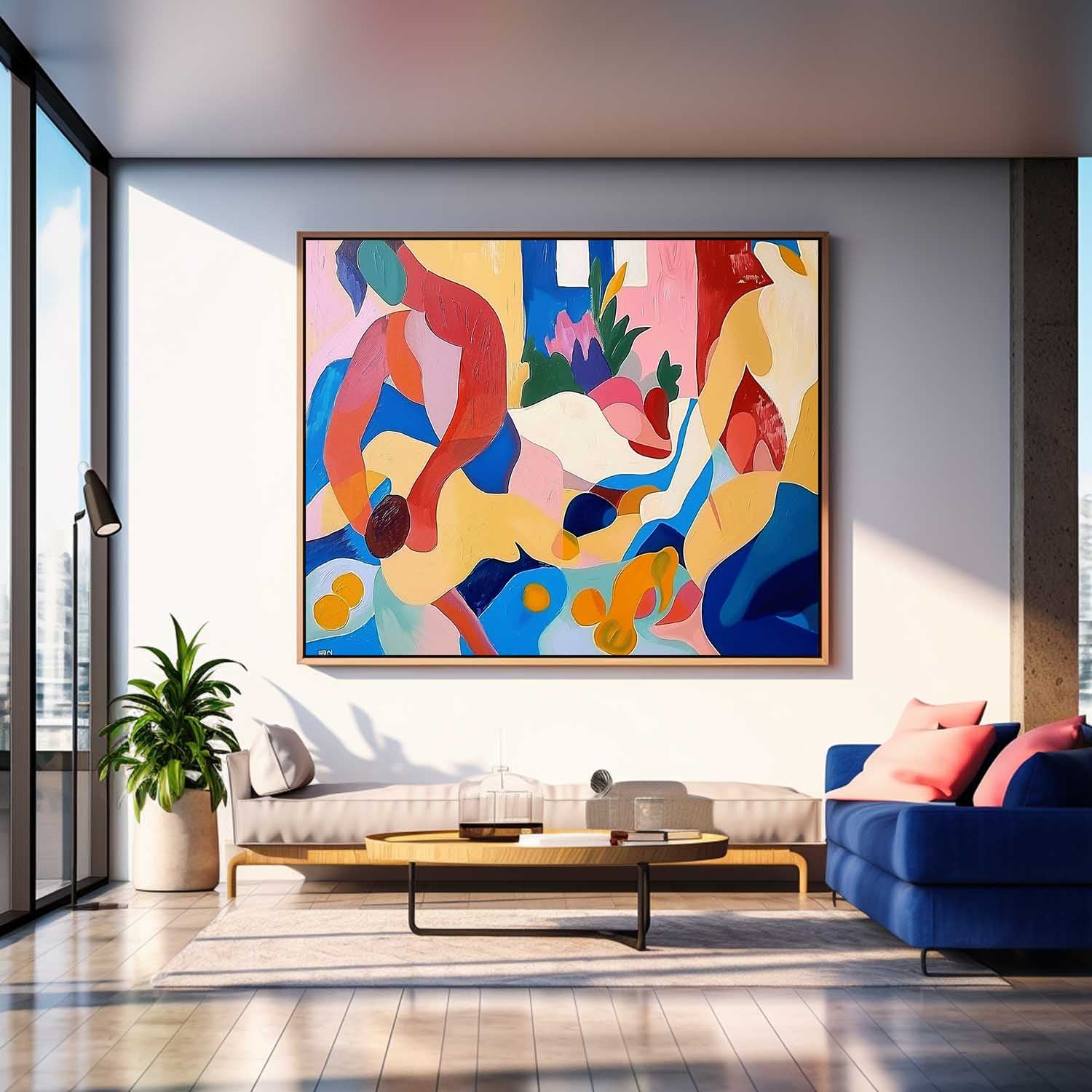 Artistic Faces Painting Bold Cubist-Inspired Modern Art Painting Figures Art Abstract Portraiture Expressive Characters Artwork