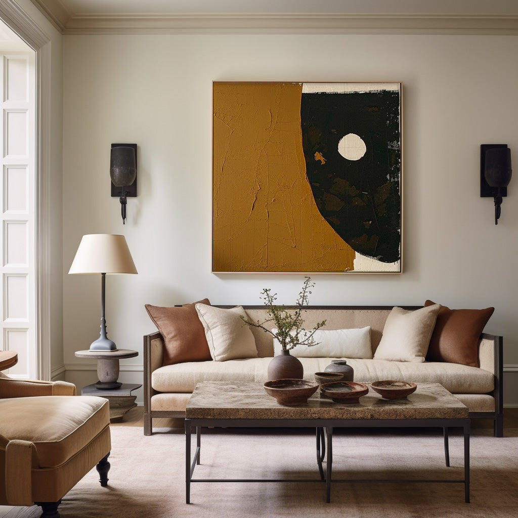 Brown Modern Minimalist Canvas Painting Acrylic Large High Quality Abstract Wall Art Framed Wall Decor