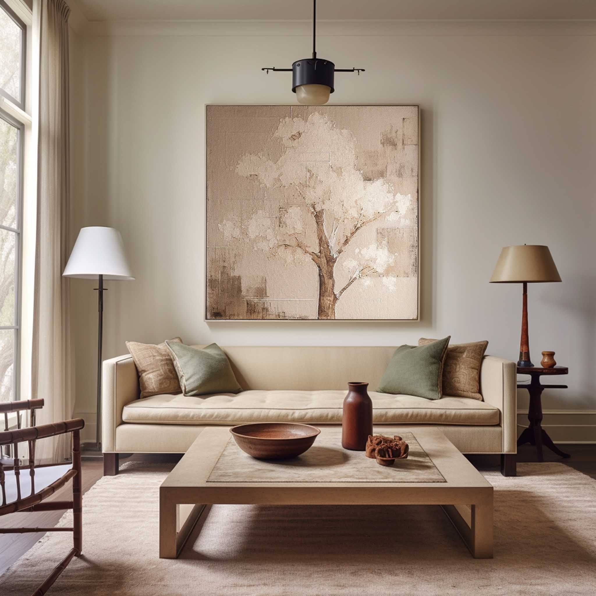 Abstract Tree Wall Art Original Cute Vintage Oil Painting On Canvas Square Acrylic Painting Home Decor