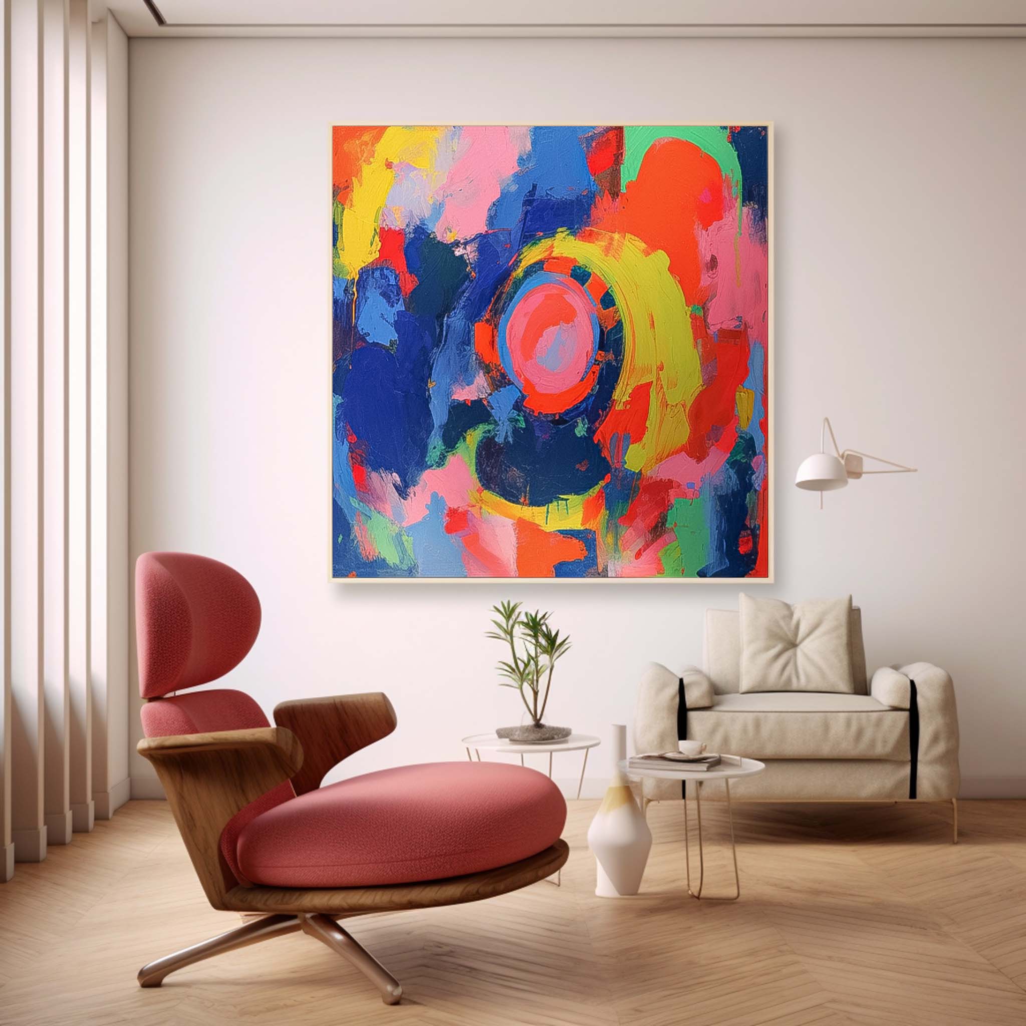 Square Abstract Wall Art Original Planet Abstract Painting For Sale Colorful Painting Canvas For Living Room
